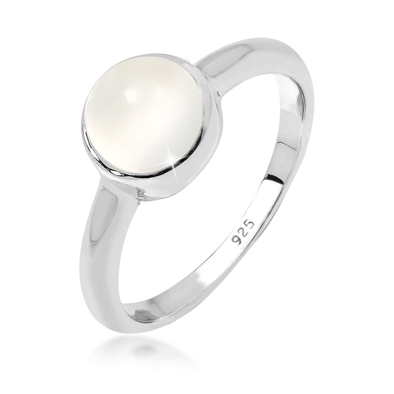 Weiß - Elli | Solitär-Ring | Mondstein ( Weiß ) | 925er Sterling Silber