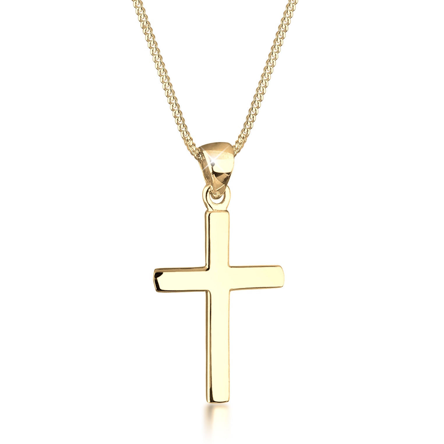 Gold - Elli | Halskette Kreuz Anhänger Basic | 925 Sterling Silber vergoldet