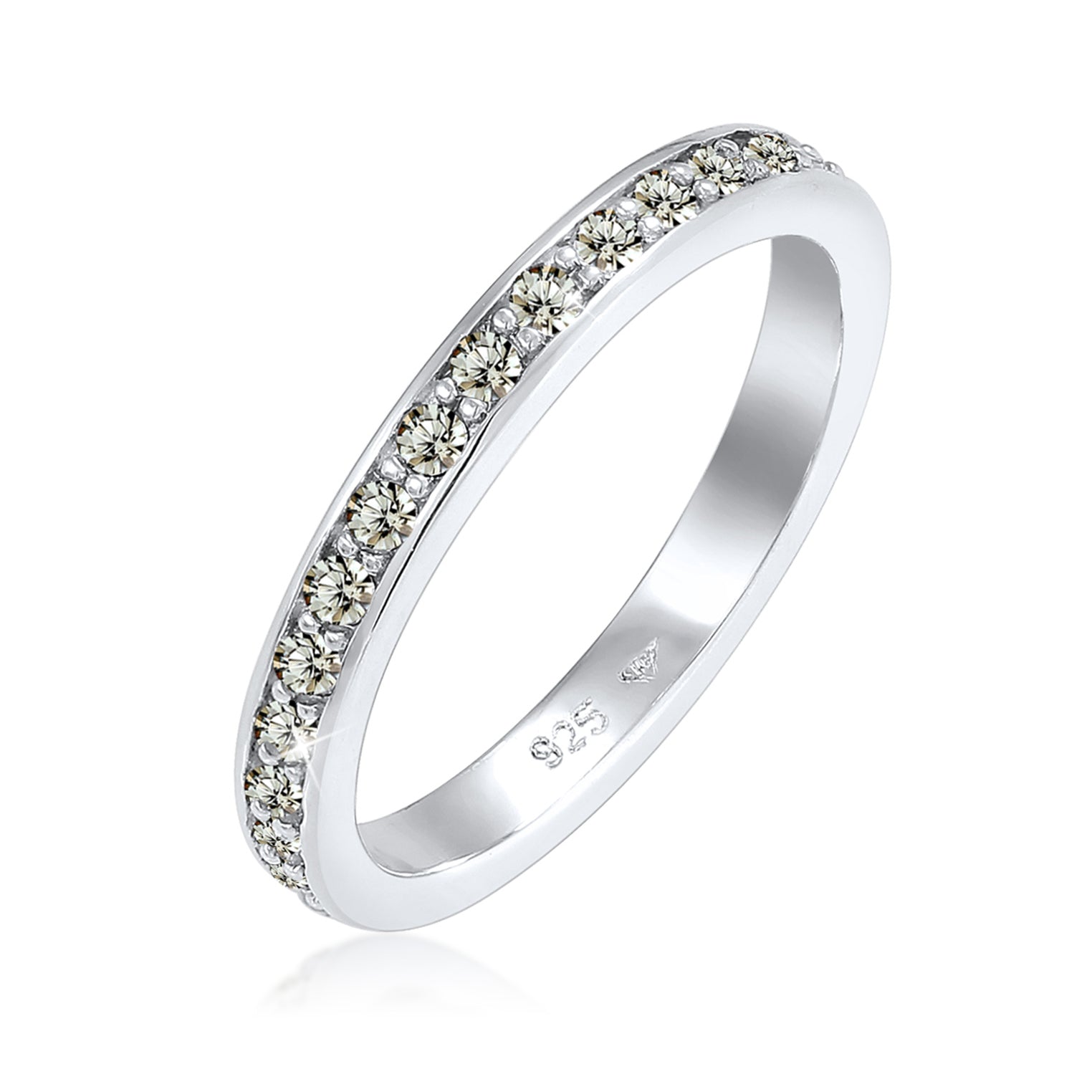 Grau - Elli | Bandring | Kristall ( Grau ) | 925er Sterling Silber