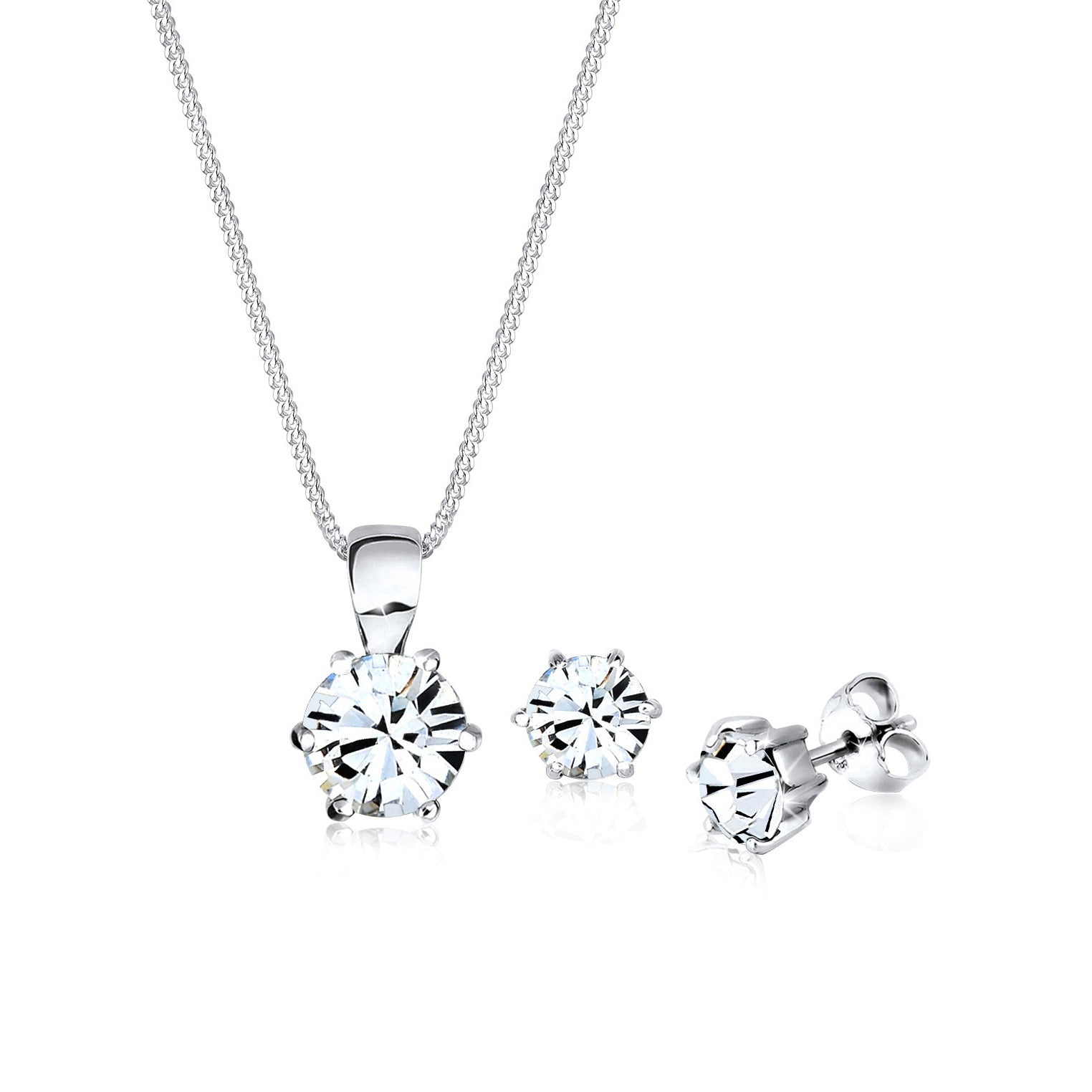 Weiß - Elli | Schmuckset Basic | Mit Kristallen von Swarovski® (Weiß) | 925er Sterling Silber