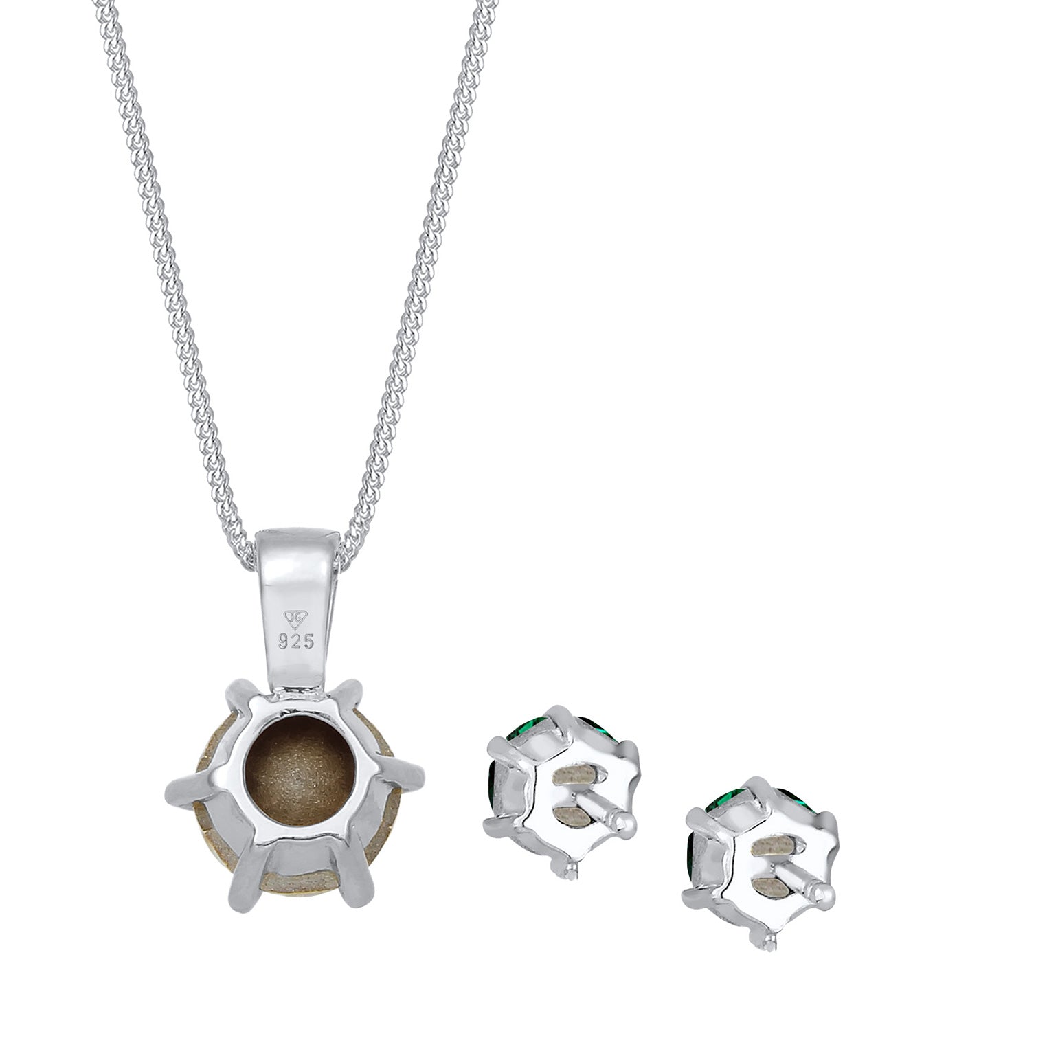 Grün - Elli | Schmuckset Solitär | Kristall (Grün) | 925er Sterling Silber