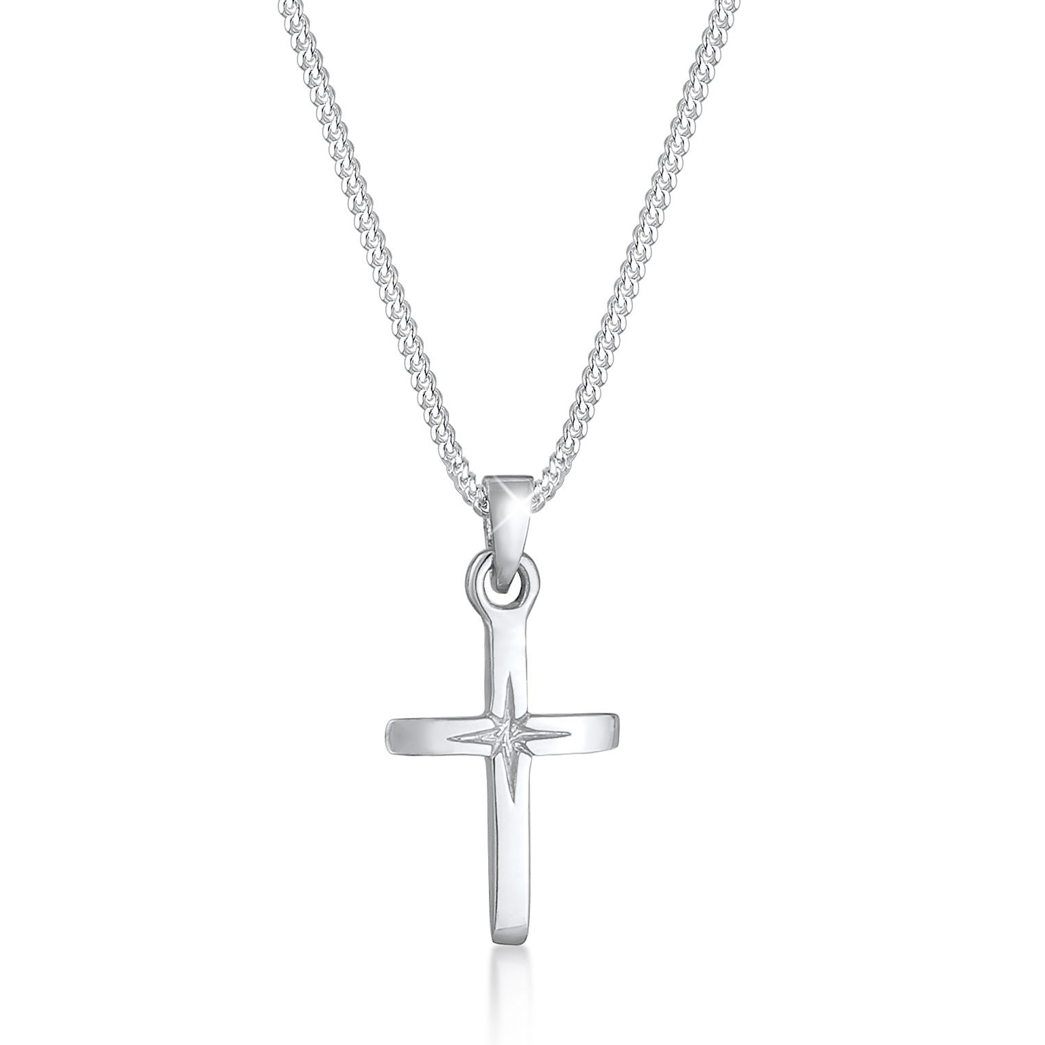 Silber - Elli | Halskette Kreuz Basic | 925er Sterling Silber
