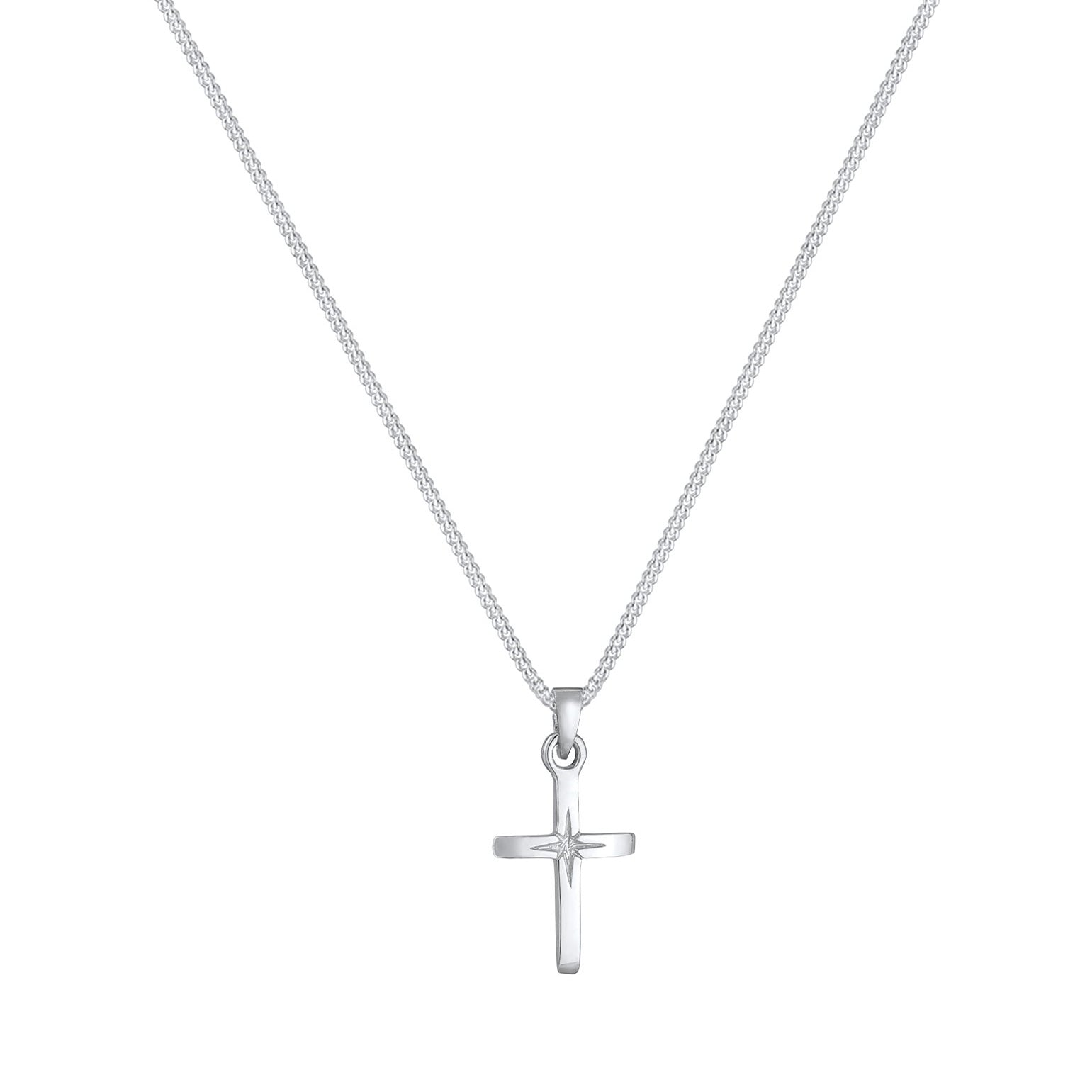 Silber - Elli | Halskette Kreuz Basic | 925er Sterling Silber