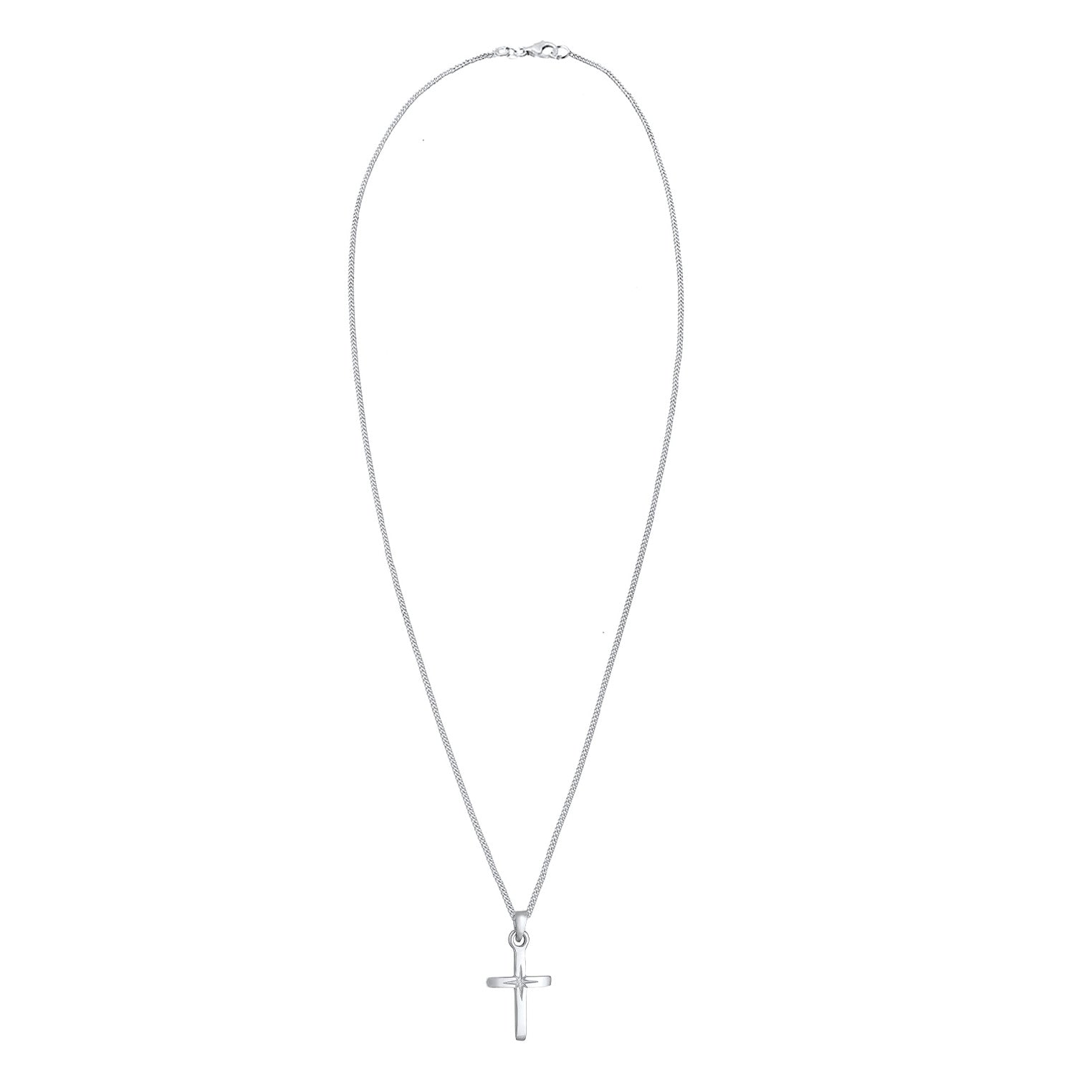 Silber - Elli | Halskette Kreuz Basic | 925er Sterling Silber