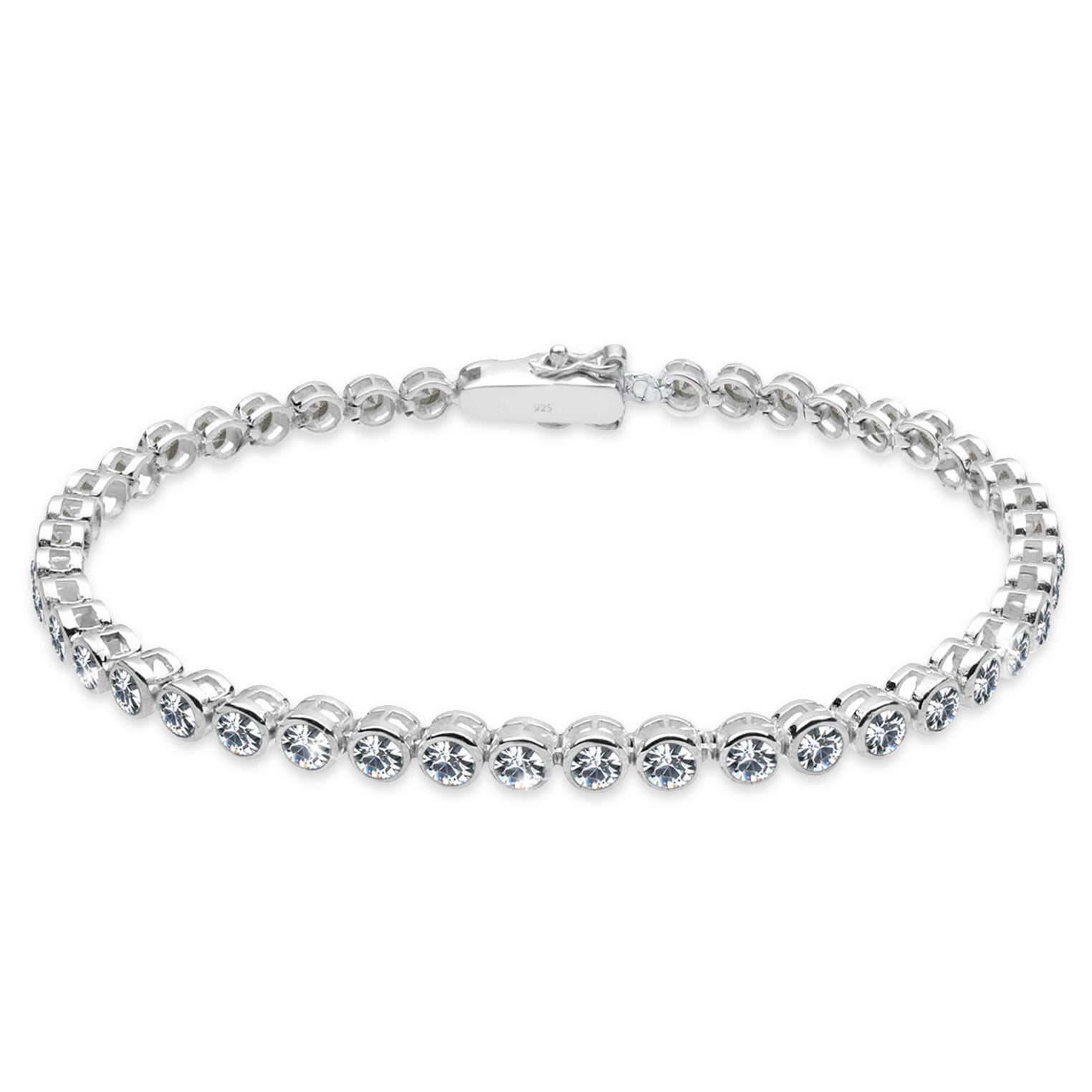 Silber - Elli | Tennisarmband | Mit Kristallen von Swarovski® (Weiß) | 925er Sterling Silber