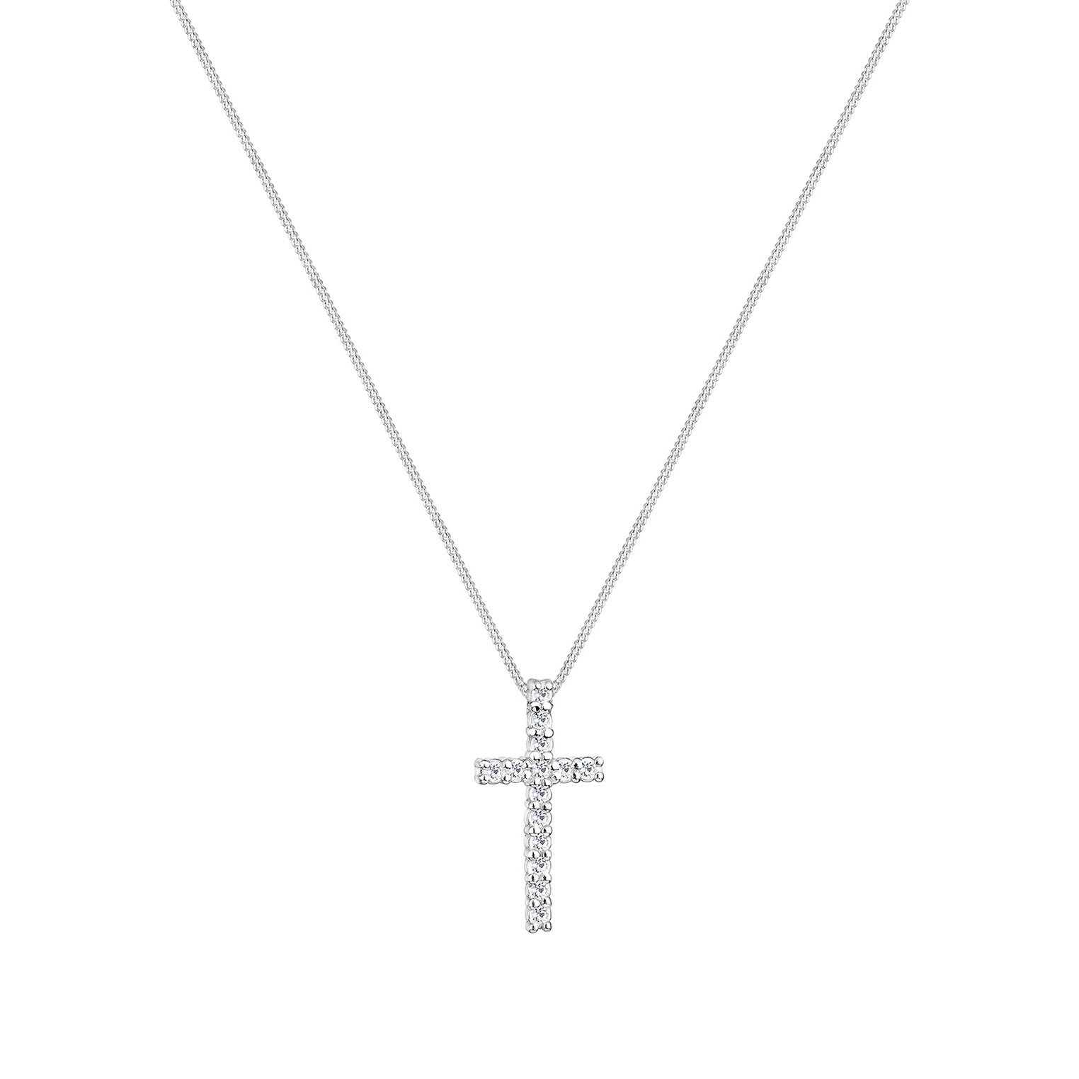 Weiß - Elli | Halskette Kreuz | Kristalle (Weiß) | 925er Sterling Silber