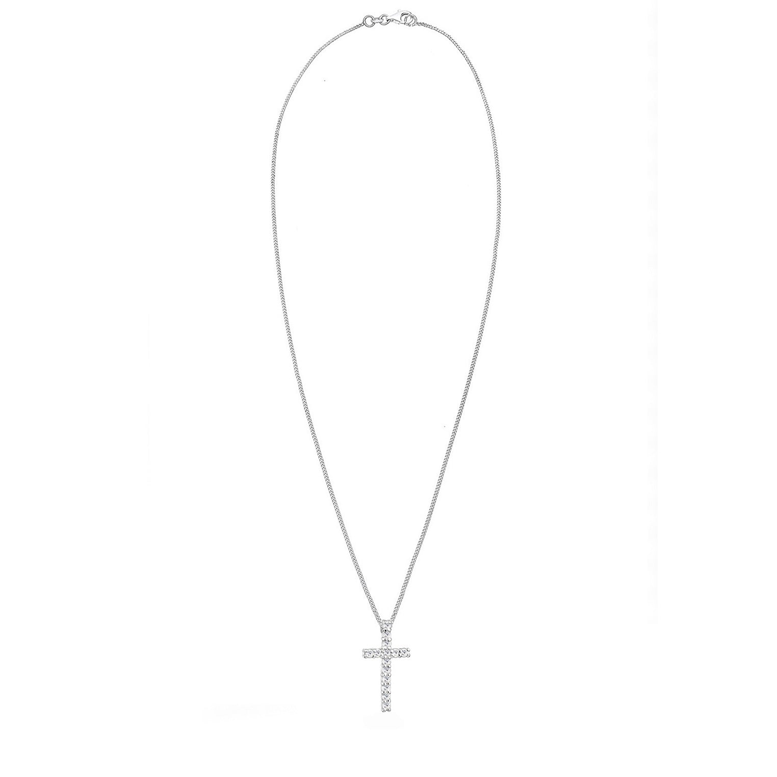 Weiß - Elli | Halskette Kreuz | Kristalle (Weiß) | 925er Sterling Silber