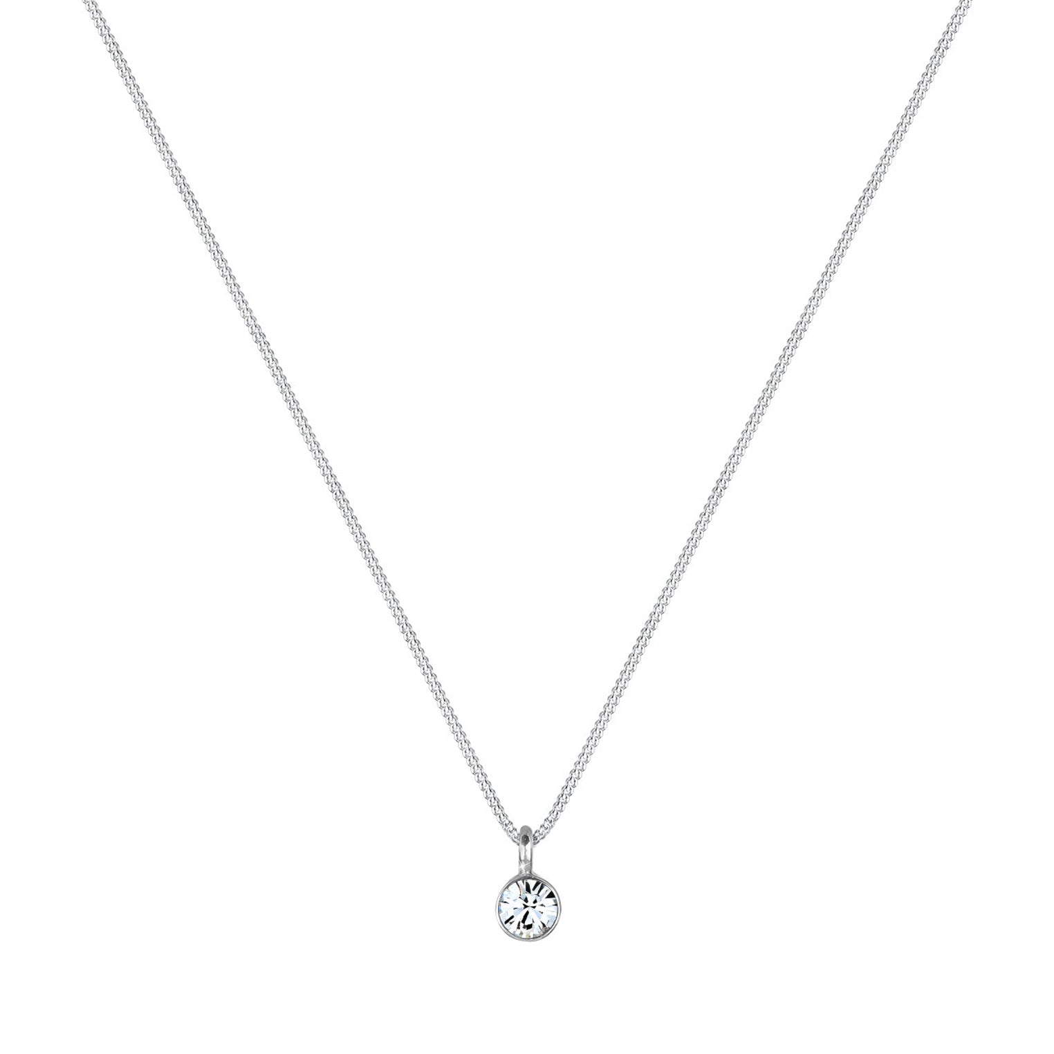 Silber - Elli | Halskette Solitär | Mit Kristallen von Swarovski® (Weiß) | 925er Sterling Silber