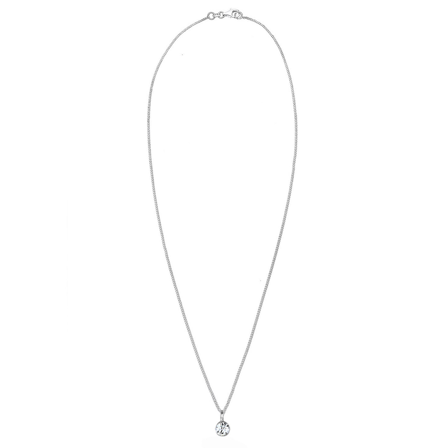 Silber - Elli | Halskette Solitär | Mit Kristallen von Swarovski® (Weiß) | 925er Sterling Silber