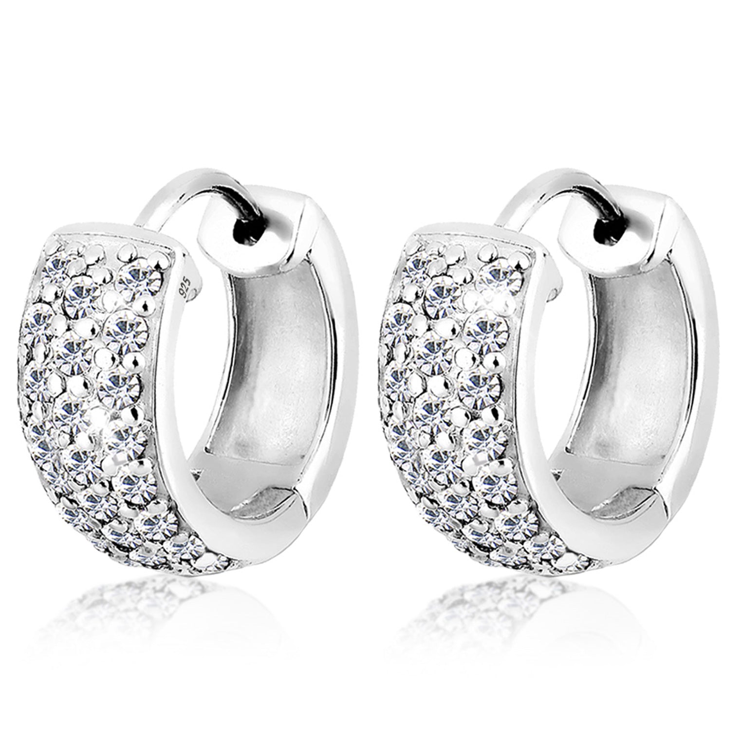 Silber - Elli | Creole | Mit Kristallen von Swarovski® (Weiß) | 925er Sterling Silber