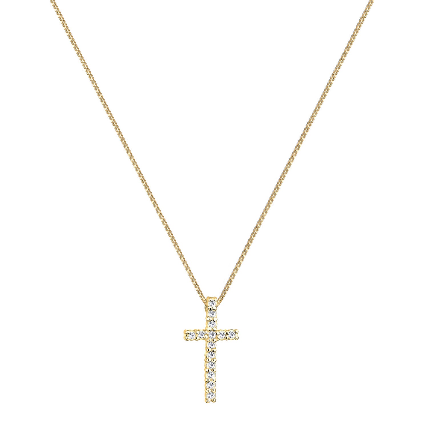 Weiß - Elli | Halskette Kreuz | Kristalle (Weiß) | 925 Sterling Silber vergoldet