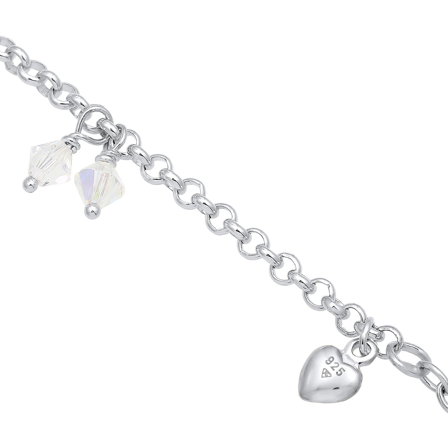 Silber - Elli | Bettelarmband Anker | Kristall ( Weiß ) | 925er Sterling Silber