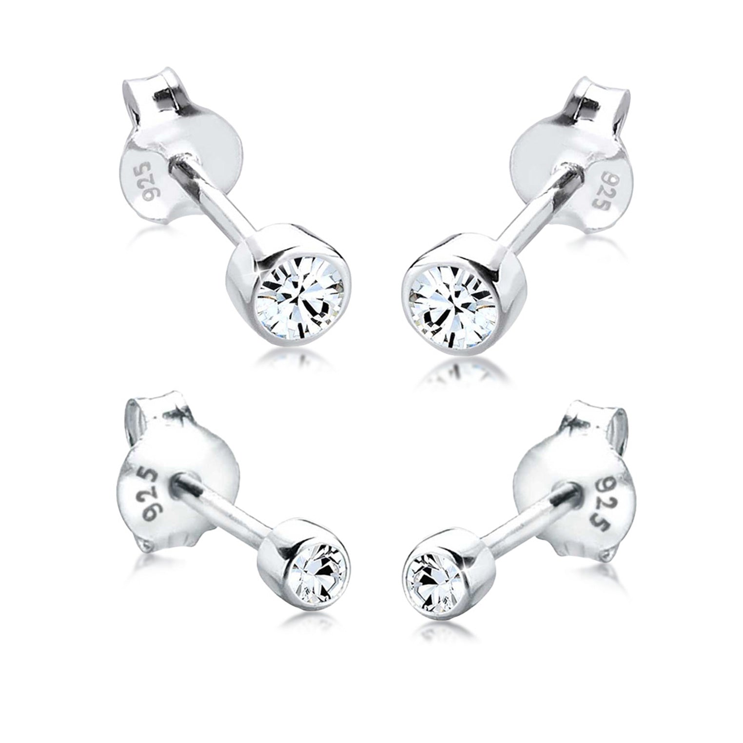 Silber - Elli | Ohrringset Basic | Mit Kristallen von Swarovski® (Weiß) | 925er Sterling Silber