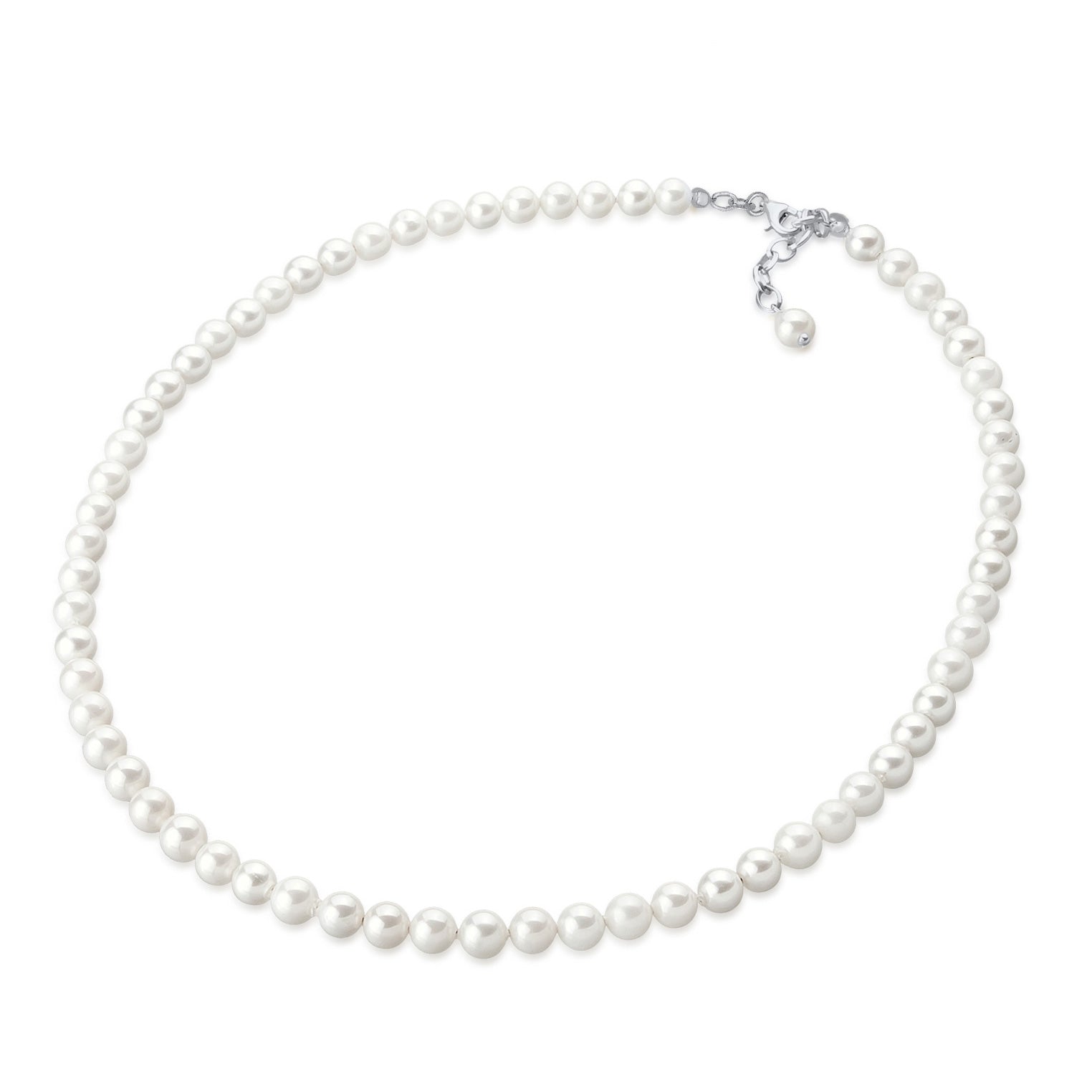 Weiß - Elli | Glieder-Halskette | Perle | 925er Sterling Silber