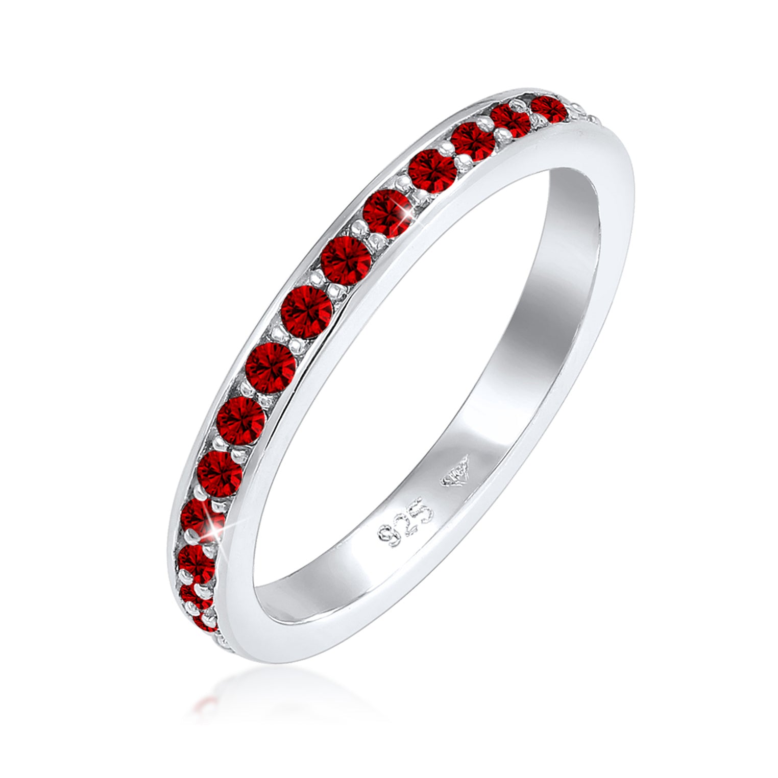 Dunkelrot - Elli | Bandring | Kristall ( Dunkelrot ) | 925er Sterling Silber