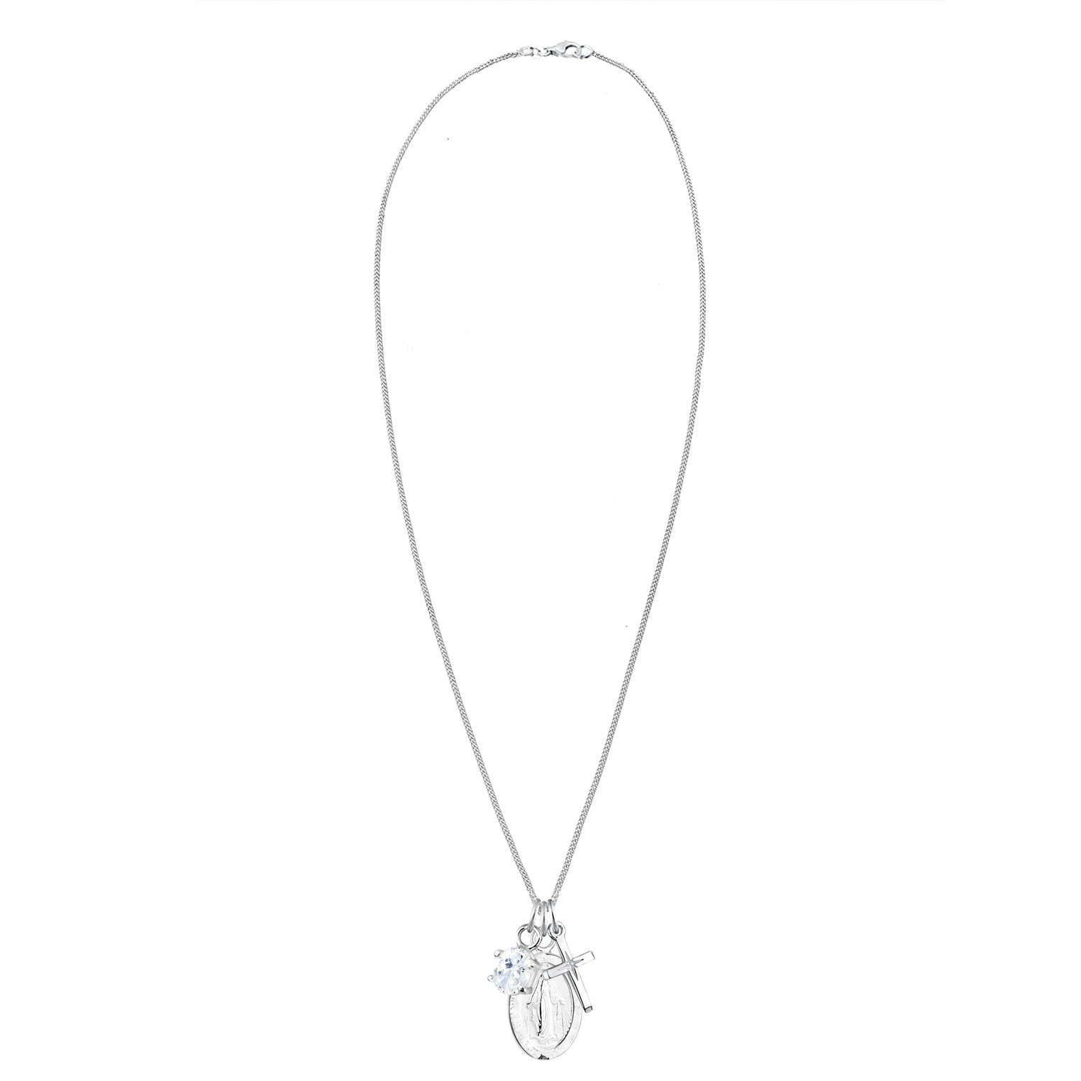 Silber - Elli | Halskette Kreuz | Zirkonia (Weiß) | 925er Sterling Silber