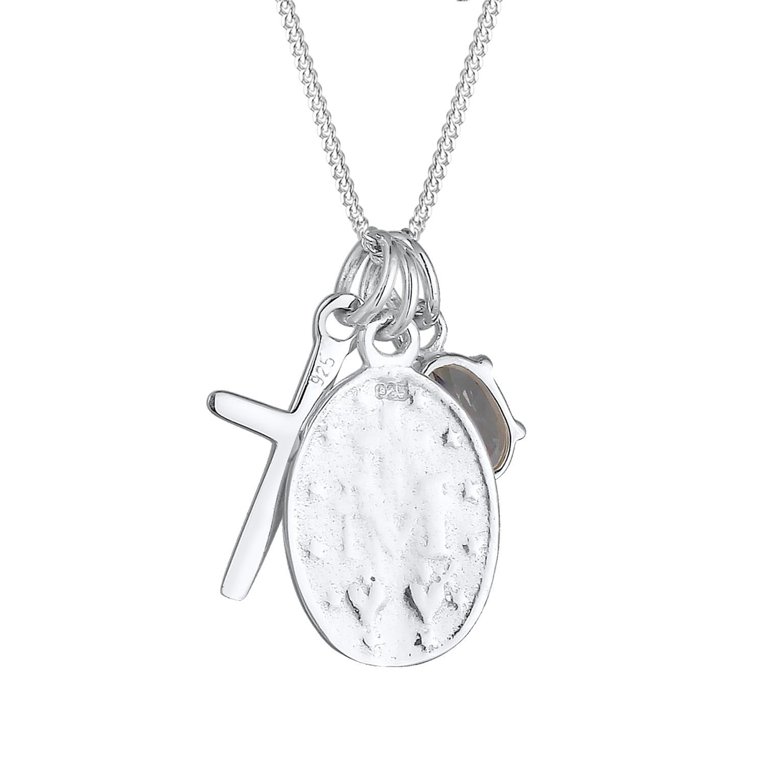 Silber - Elli | Halskette Kreuz | Zirkonia (Weiß) | 925er Sterling Silber