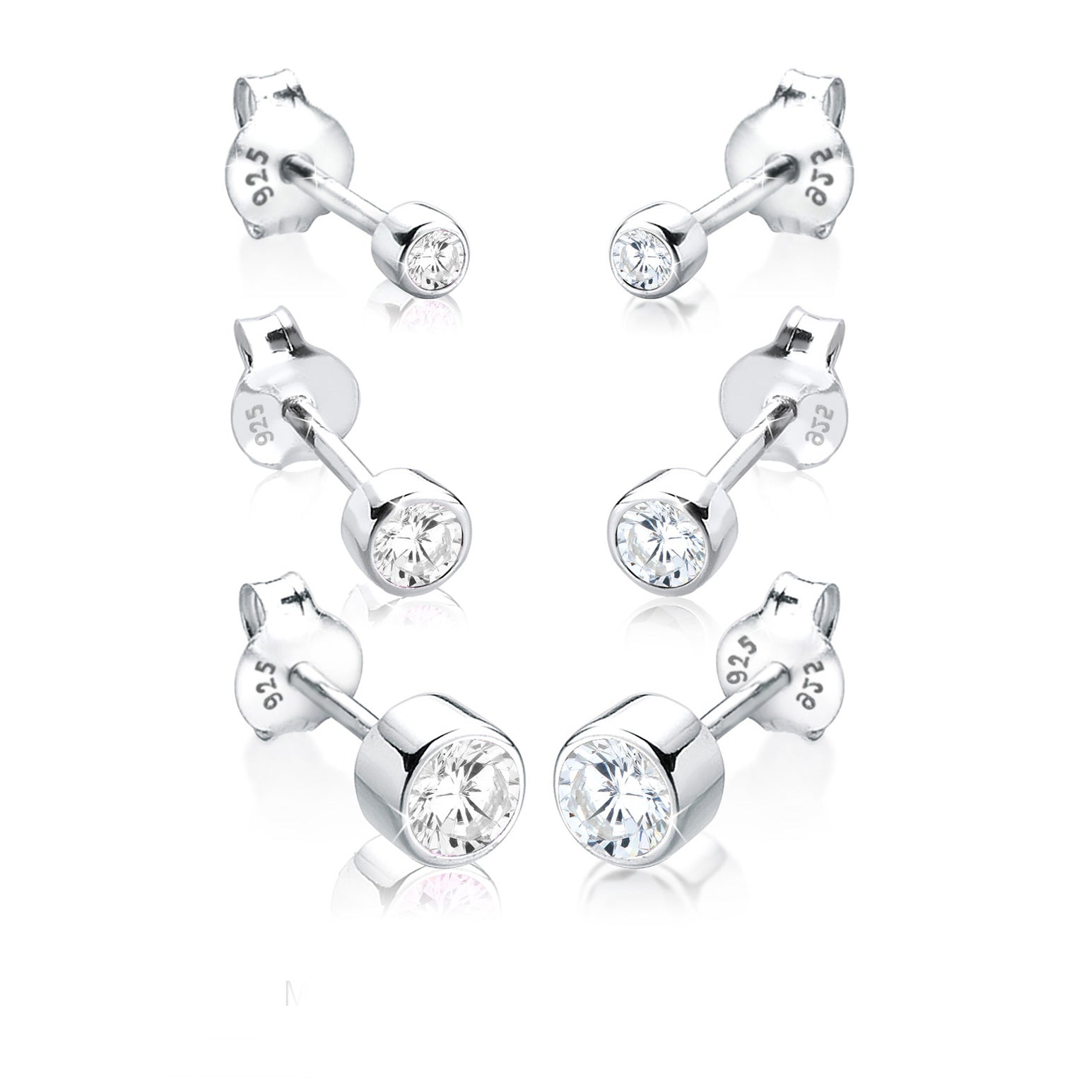 Weiß - Elli | Ohrringset Kugel | Zirkonia ( Weiß ) | 925er Sterling Silber