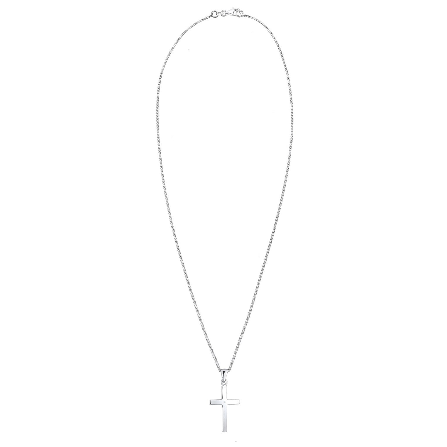 Silber - Elli DIAMONDS | Halskette Kreuz | Diamant (Weiß, 0,005 ct) | 925er Sterling Silber
