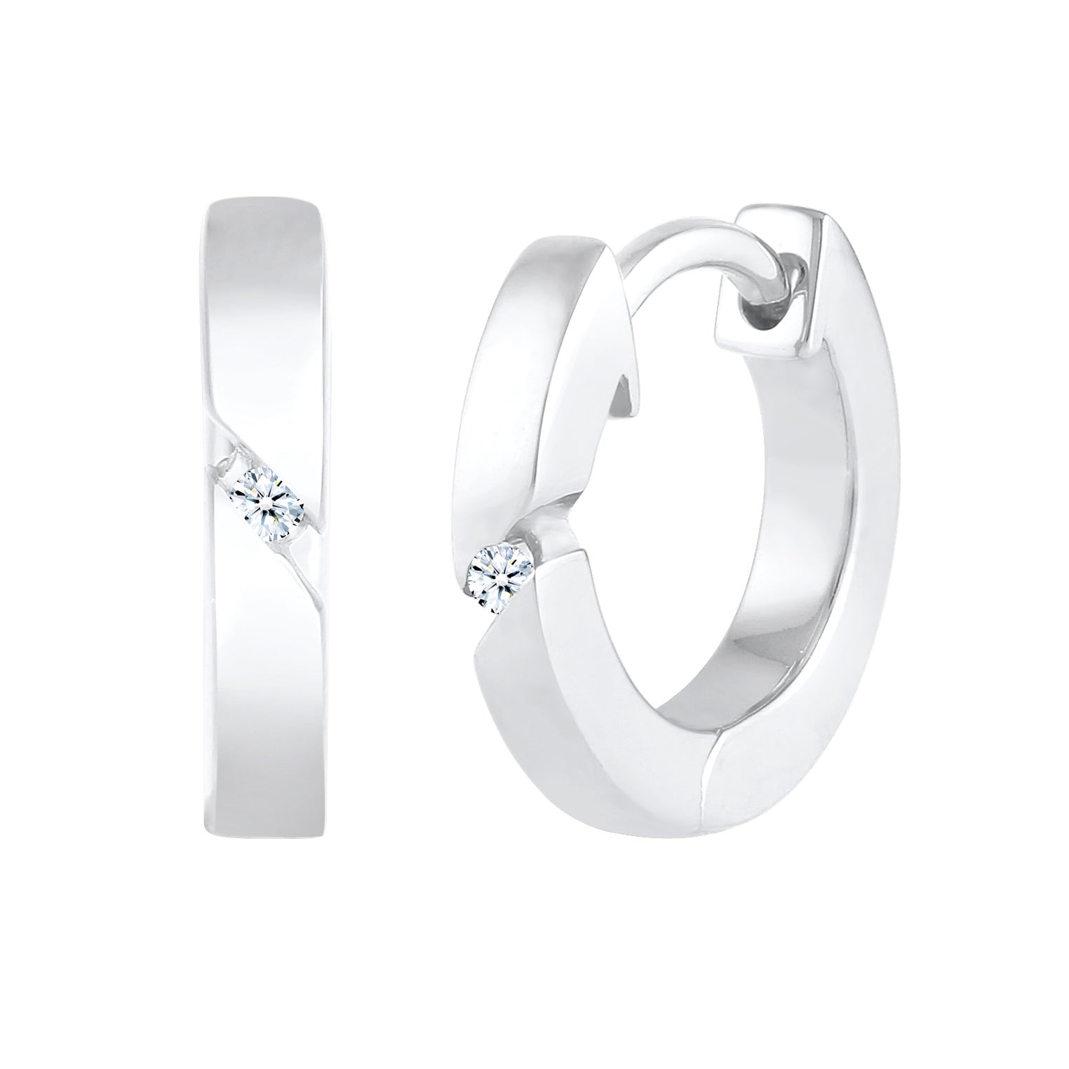 Weiß - Elli DIAMONDS | Creole | Diamant ( Weiß, 0,03 ct ) | 925er Sterling Silber