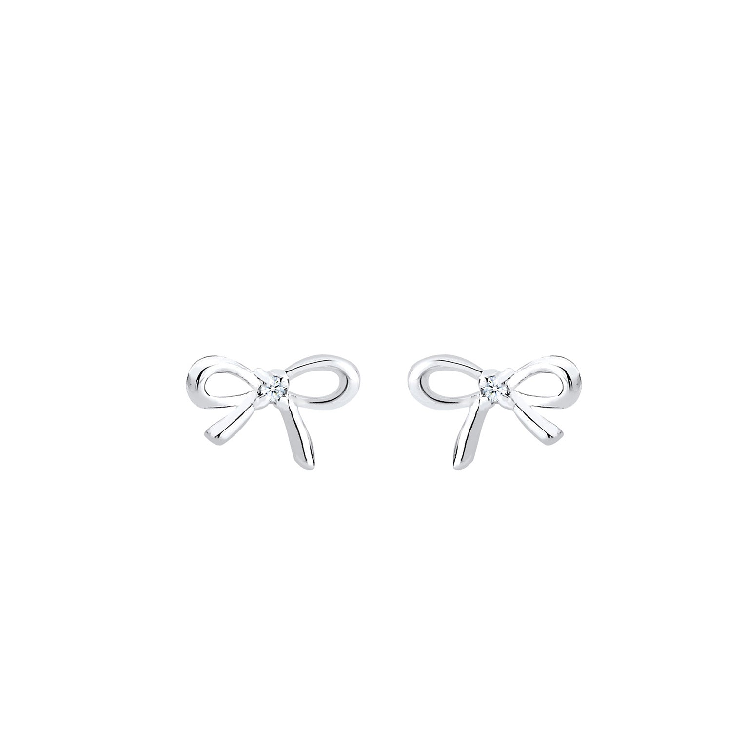 Weiß - Elli DIAMONDS | Ohrstecker Schleife | Diamant ( Weiß, 0,01 ct ) | 925er Sterling Silber