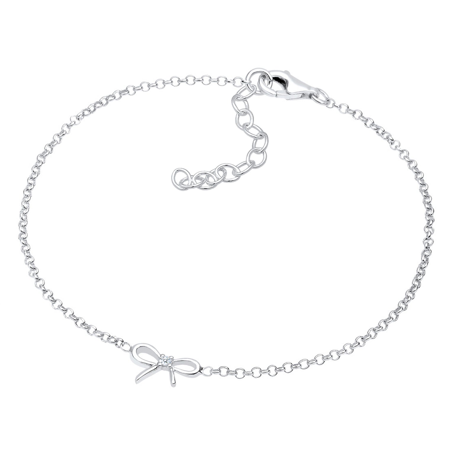 Silber - Elli DIAMONDS | Armband Schleife | Diamant ( Weiß, 0,015 ct ) | 925er Sterling Silber