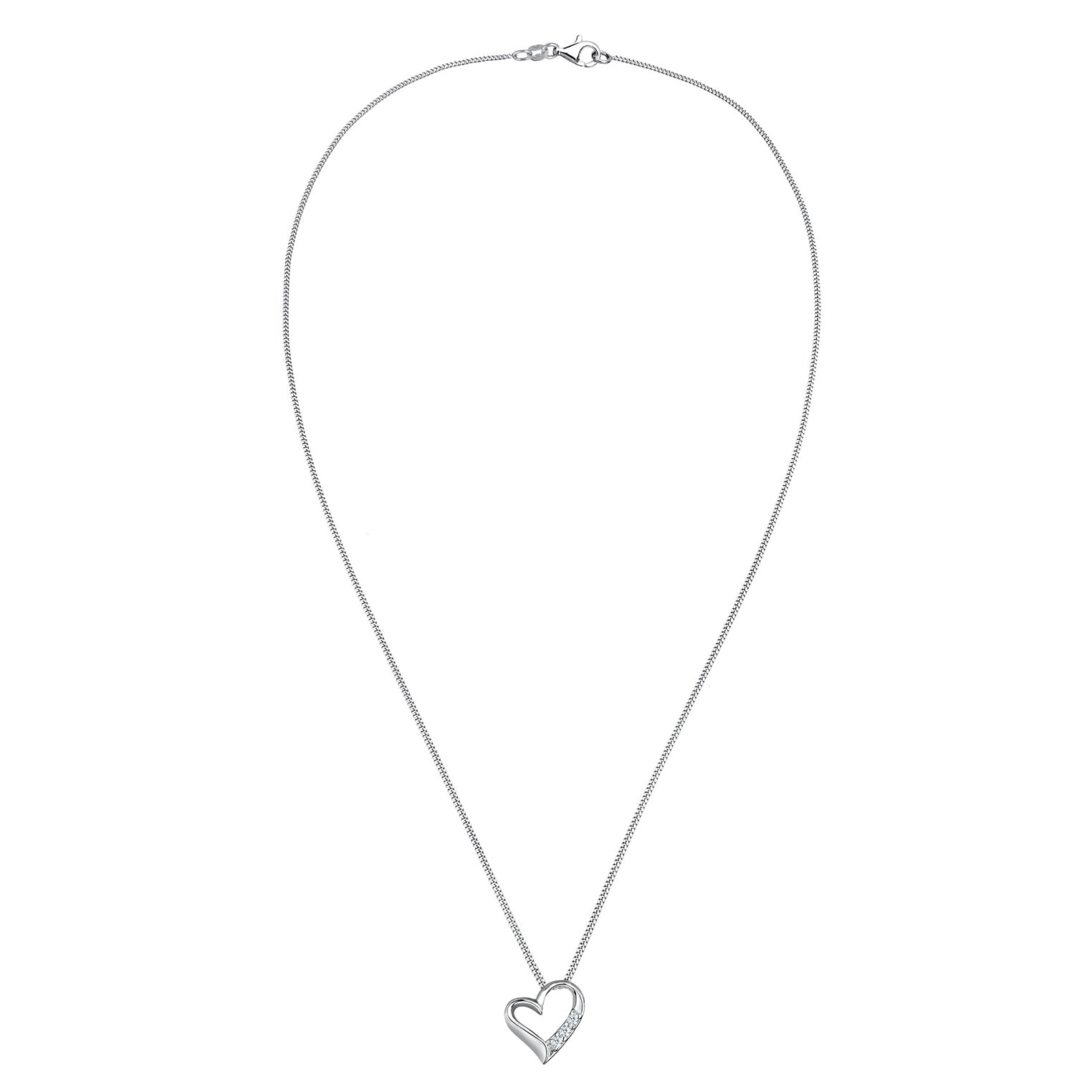 Silber - Elli DIAMONDS | Halskette Herz | Diamant (Weiß, 0,045 ct) | 925er Sterling Silber