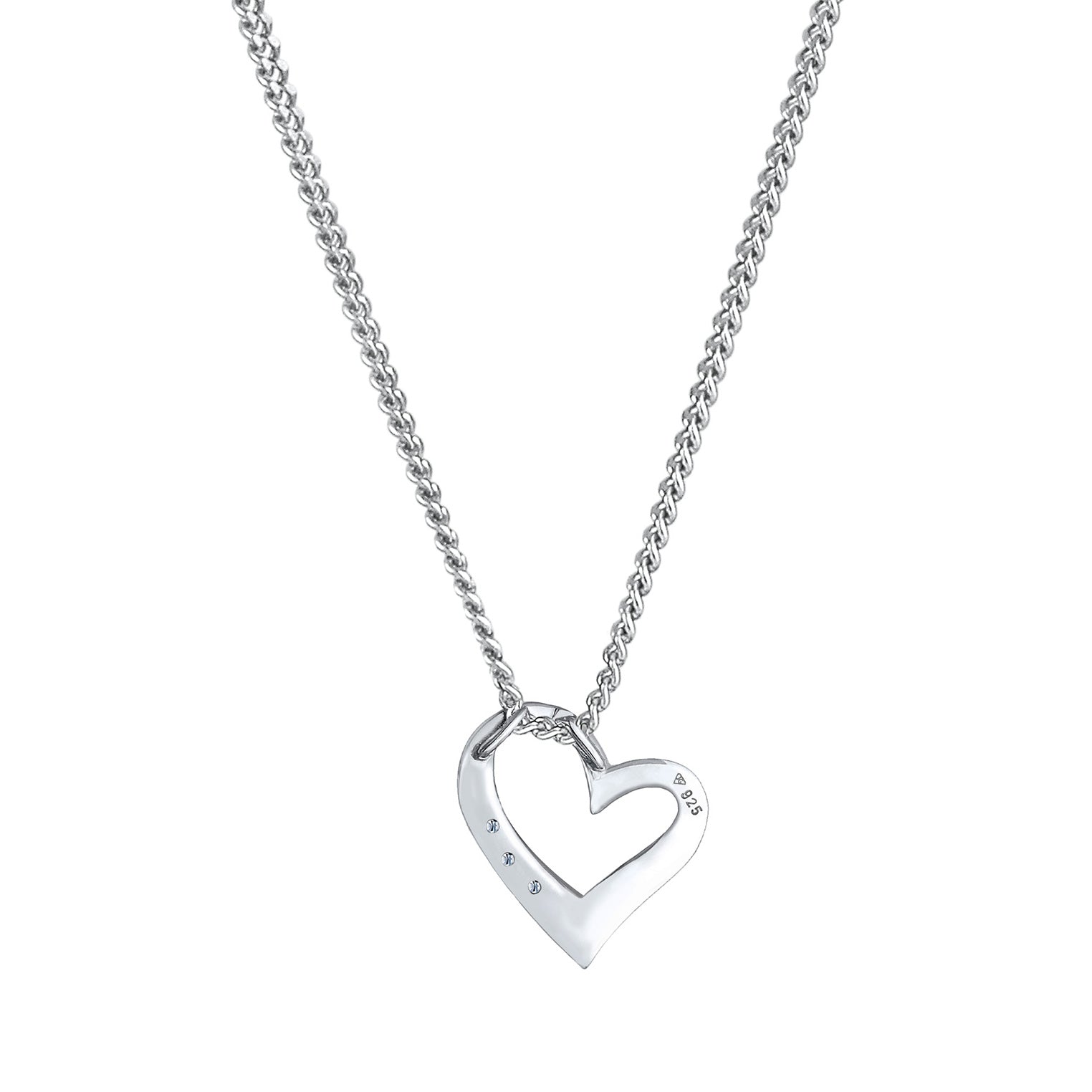 Silber - Elli DIAMONDS | Halskette Herz | Diamant (Weiß, 0,045 ct) | 925er Sterling Silber