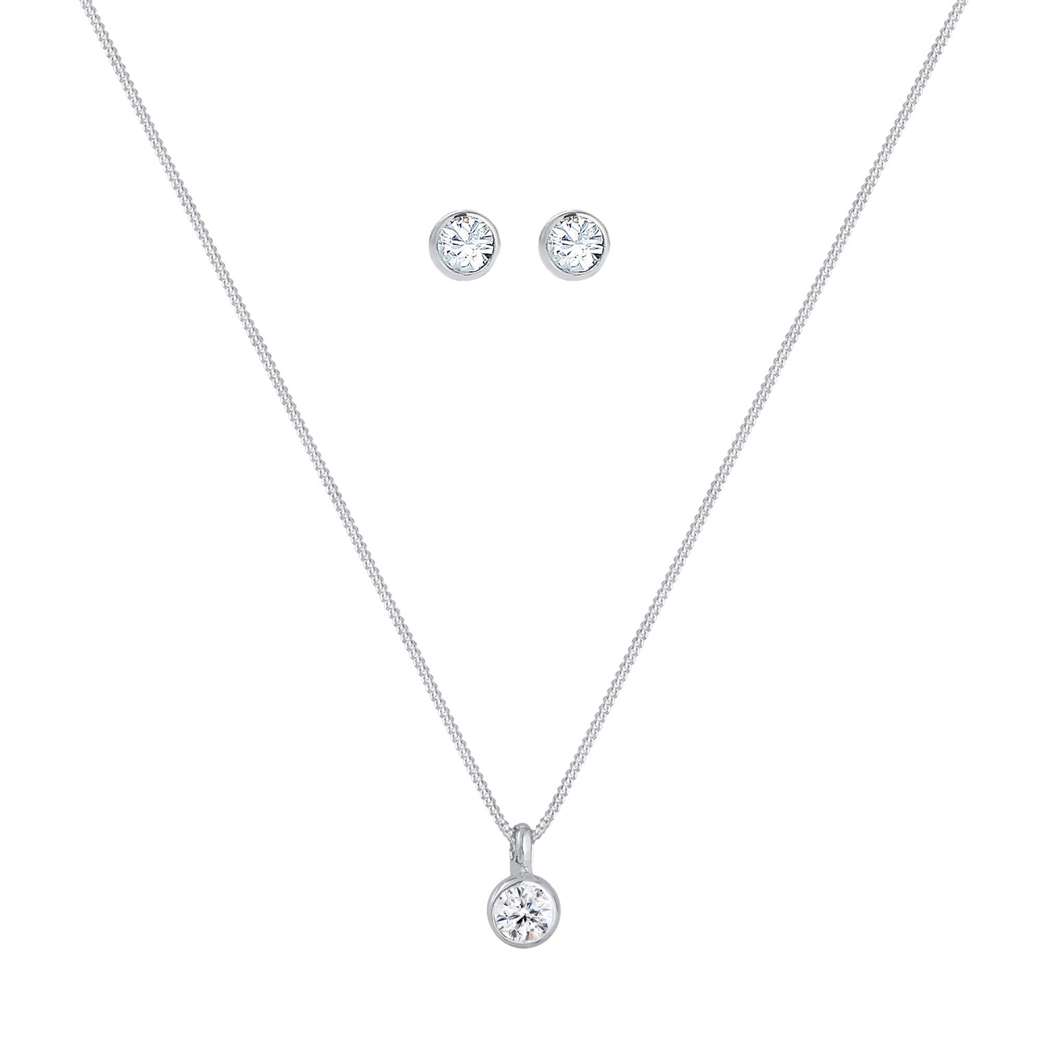 Weiß - Elli | Halskette | Mit Kristallen von Swarovski® (Weiß) | 925er Sterling Silber