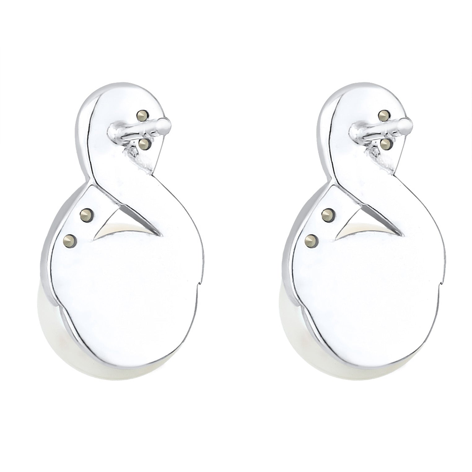 Silber - Elli | Ohrstecker Infinity | Süßwasserperle, Kristall ( Weiß ) | 925er Sterling Silber