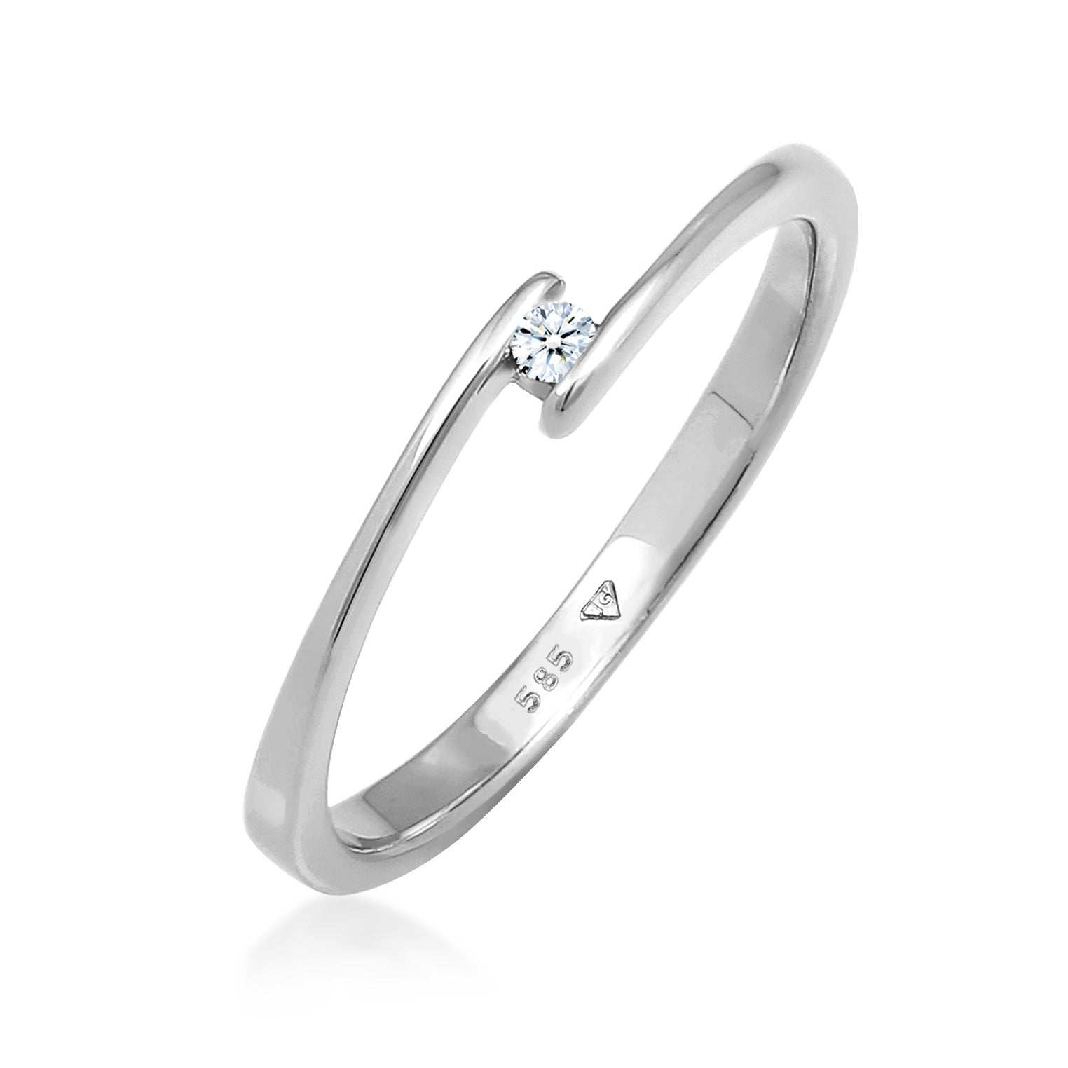 Silber - Elli DIAMONDS | Solitär-Ring | Diamant ( Weiß, 0,03 ct ) | 585 Weißgold