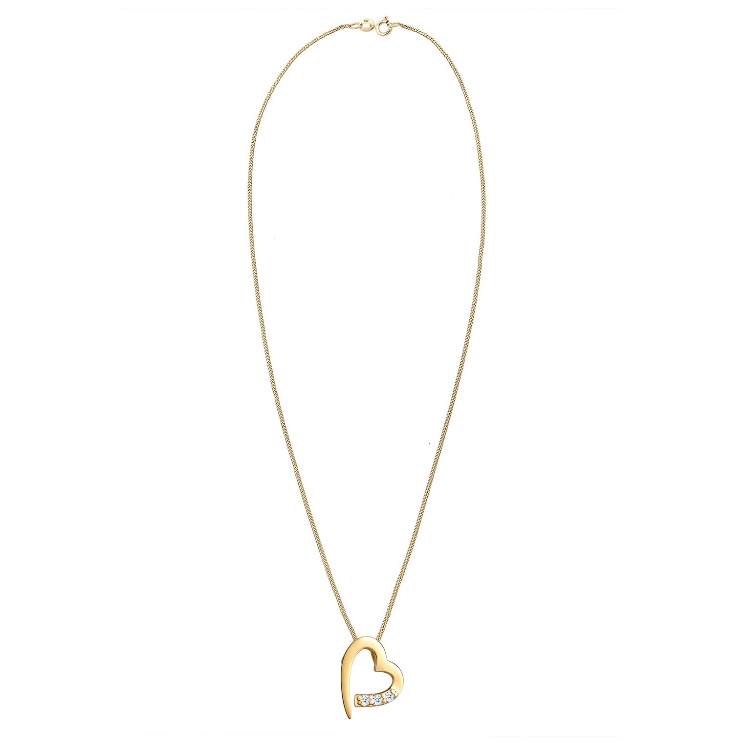 Gold - Elli DIAMONDS | Halskette Cut-Out Herz | Diamant (Weiß, 0,045 ct) | 585 Gelbgold