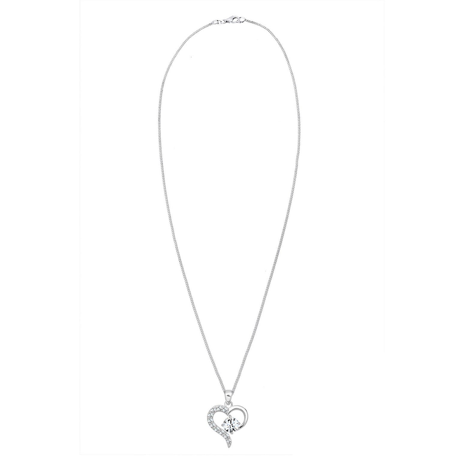 Silber - Elli | Halskette Herz Cut-Out | Mit Kristallen von Swarovski® (Weiß) | 925er Sterling Silber