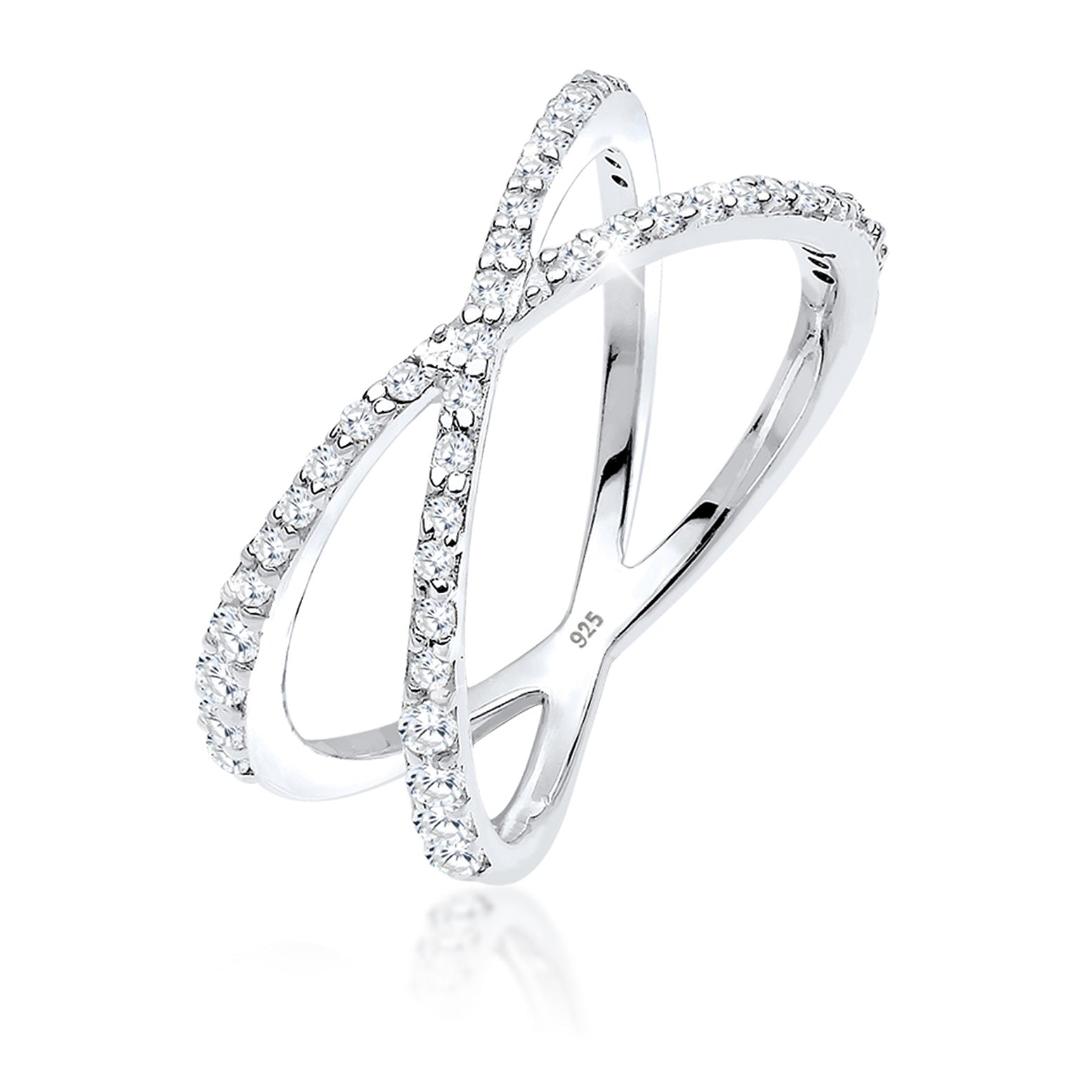 Weiß - Elli | Ring Kreuz | Zirkonia ( Weiß ) | 925er Sterling Silber