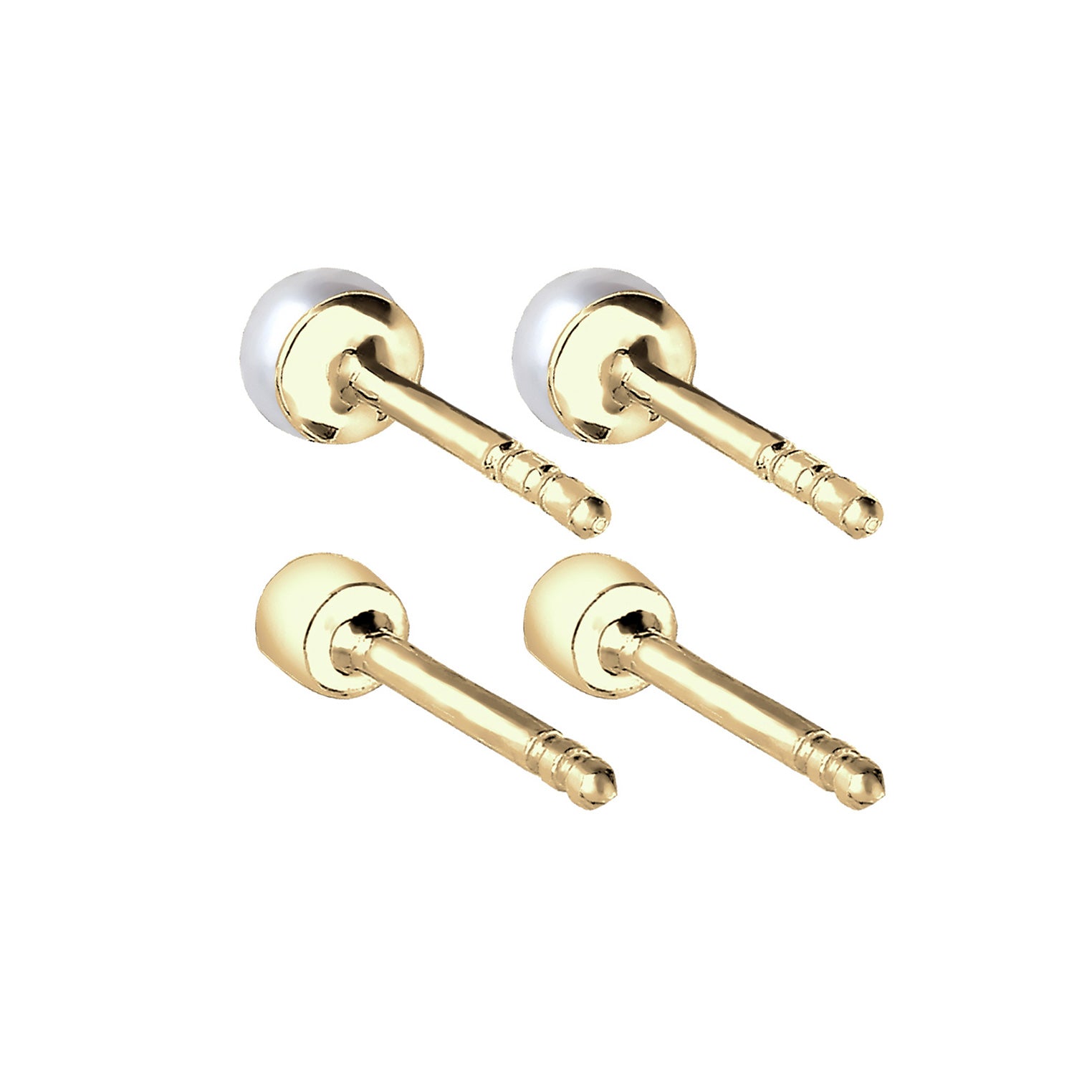Gold - Elli DIAMONDS | Ohrringset | Süßwasserperle, Diamant ( Weiß, 0,06 ct ) | 375 Gelbgold