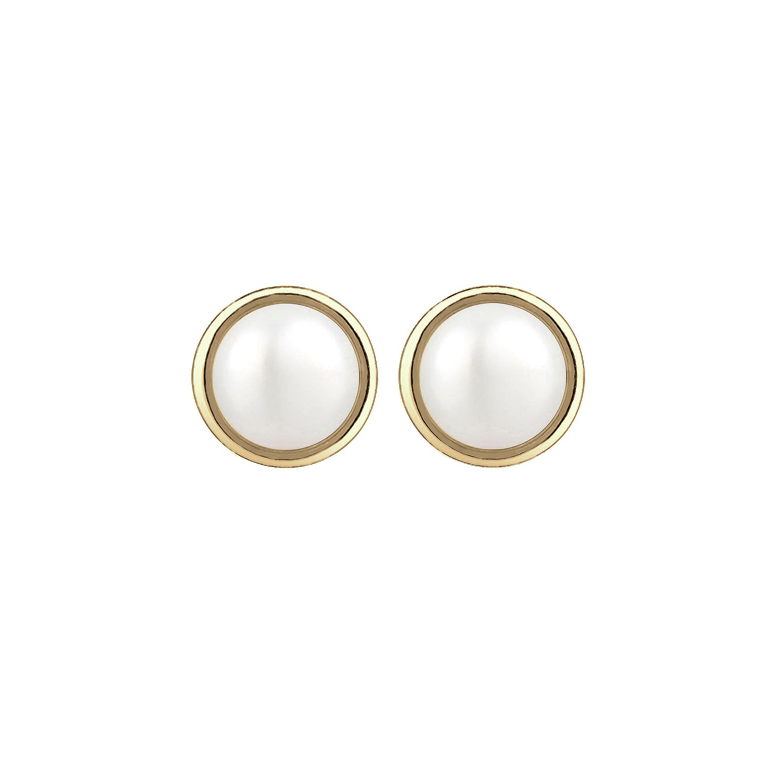 Weiß - Elli PREMIUM | Ohrstecker | Süßwasserperle | 375 Gelbgold