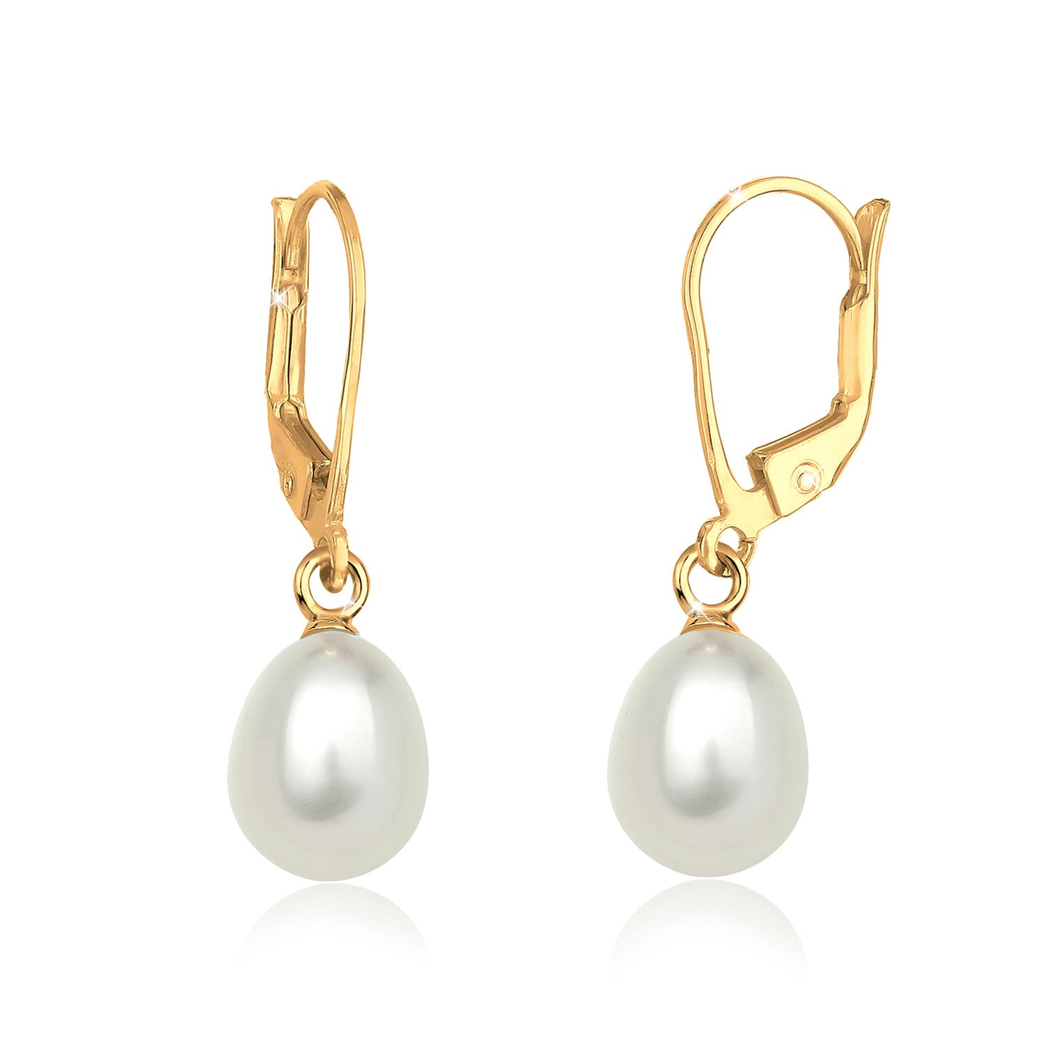 Gold - Elli | Ohrhänger | Süßwasserperle | 925 Sterling Silber vergoldet