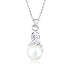 Infinity Necklace | Freshwater Pearl, Crystal (White)