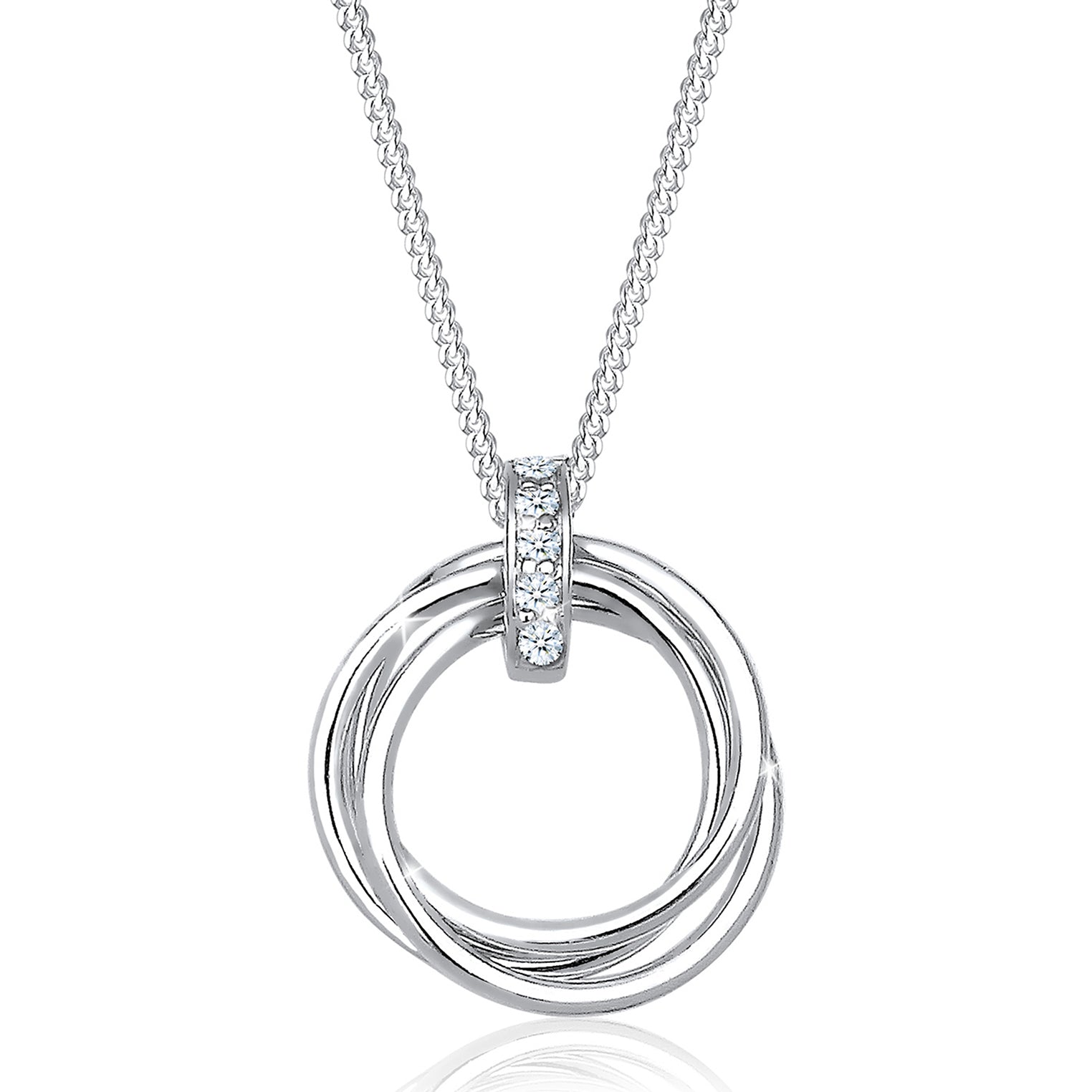 Weiß - Elli DIAMONDS | Halskette Kreis | Diamant (Weiß, 0.025 ct) | 925er Sterling Silber