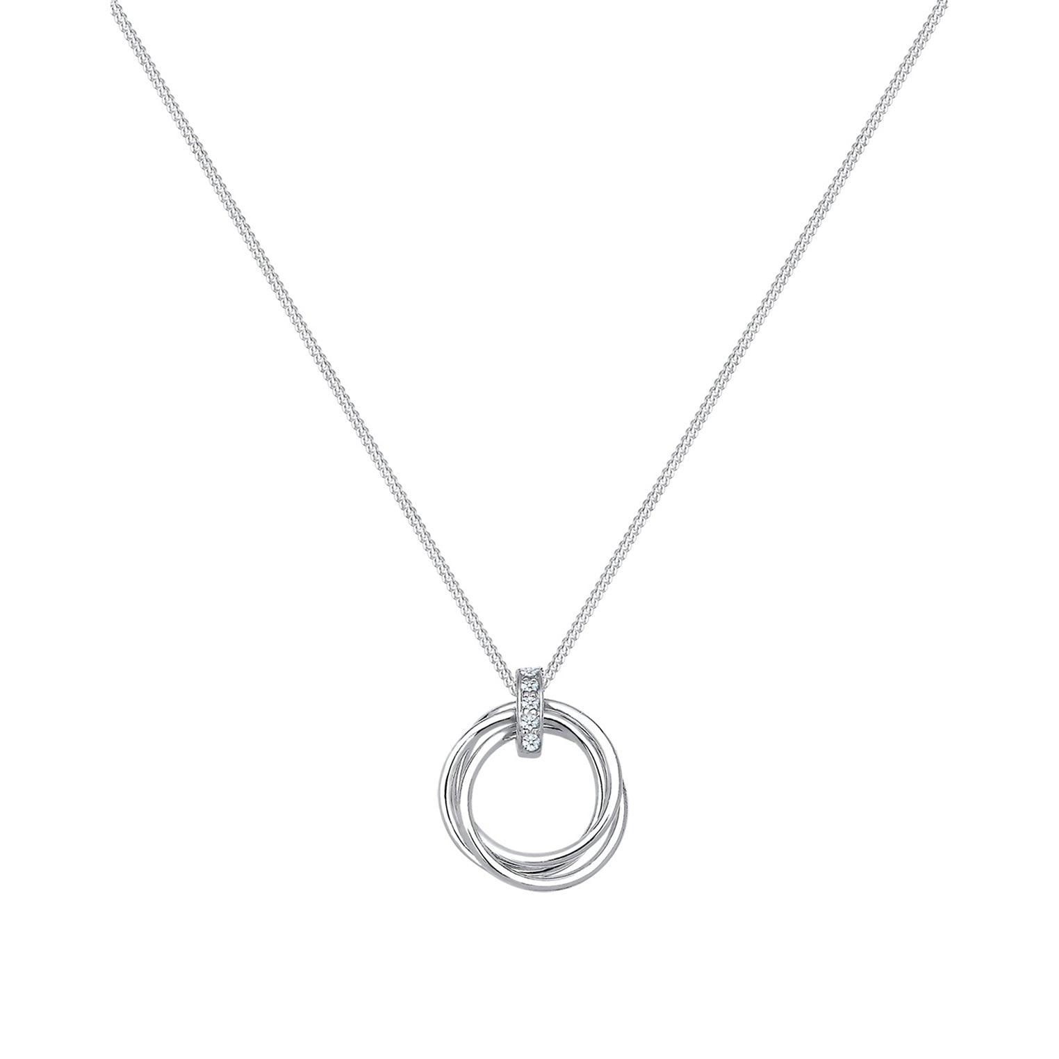 Weiß - Elli DIAMONDS | Halskette Kreis | Diamant (Weiß, 0.025 ct) | 925er Sterling Silber