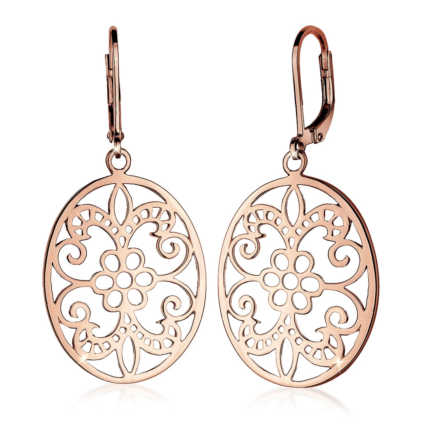 Roségold - Elli | Ohrhänger Ornament | 925 Sterling Silber Rosegold