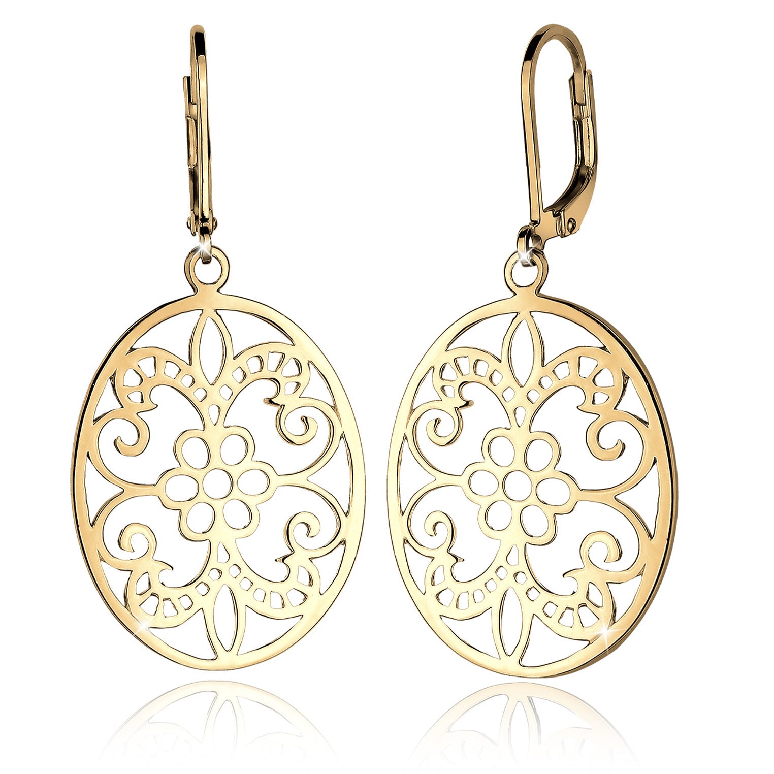 Gold - Elli | Ohrhänger Ornament | 925 Sterling Silber vergoldet