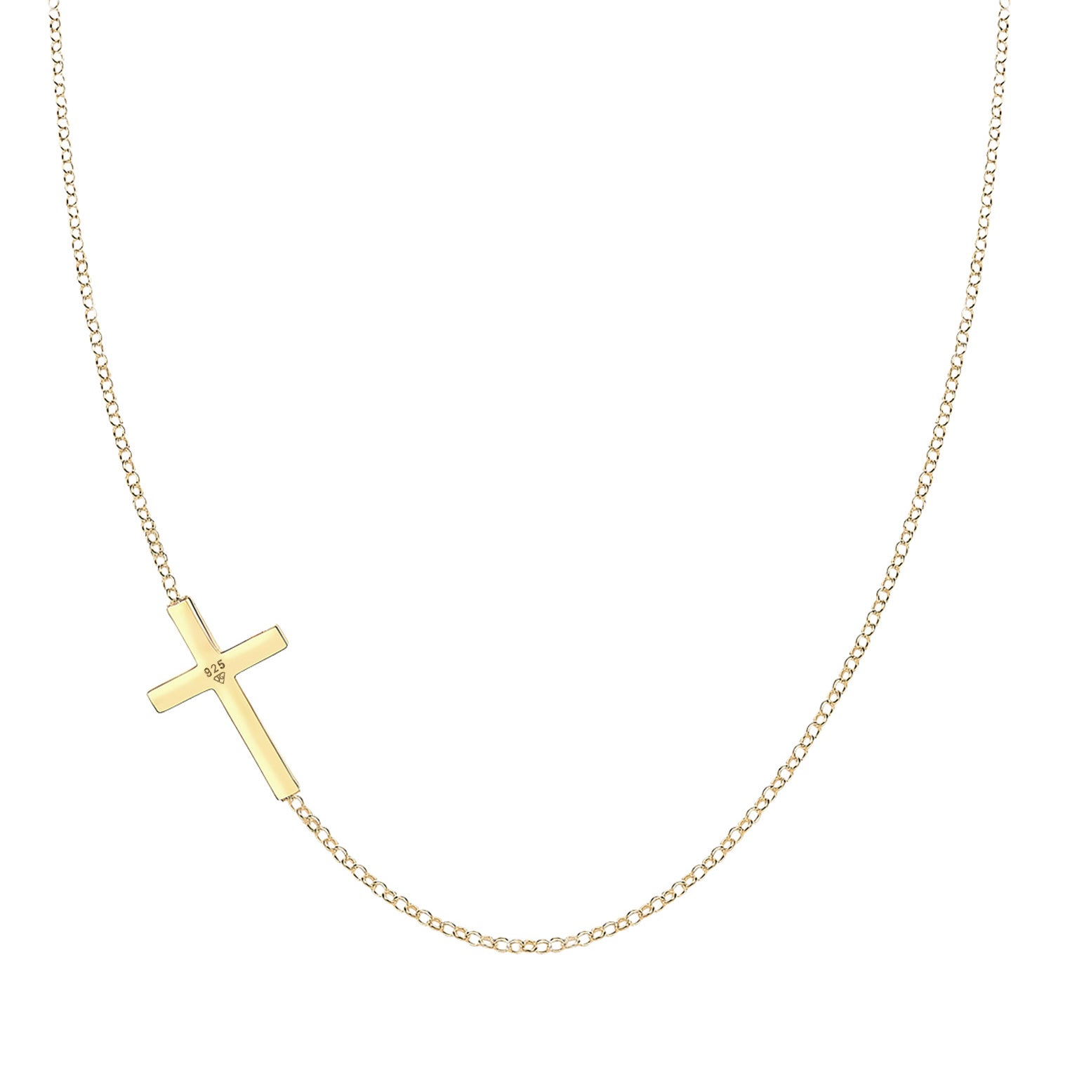 Gold - Elli | Glieder-Halskette Kreuz | 925 Sterling Silber vergoldet