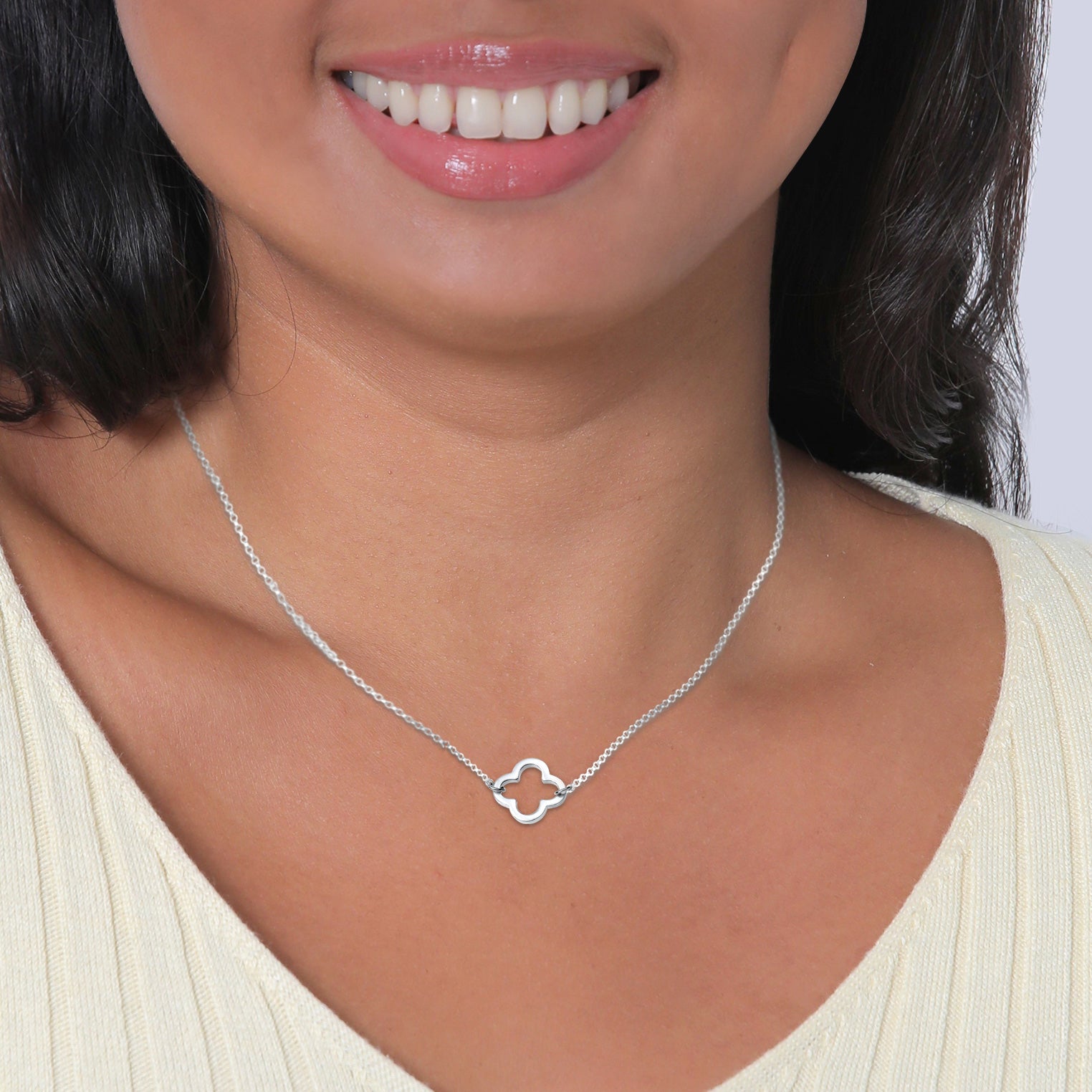 Silber - Elli | Halskette Kleeblatt Cut-Out | 925er Sterling Silber