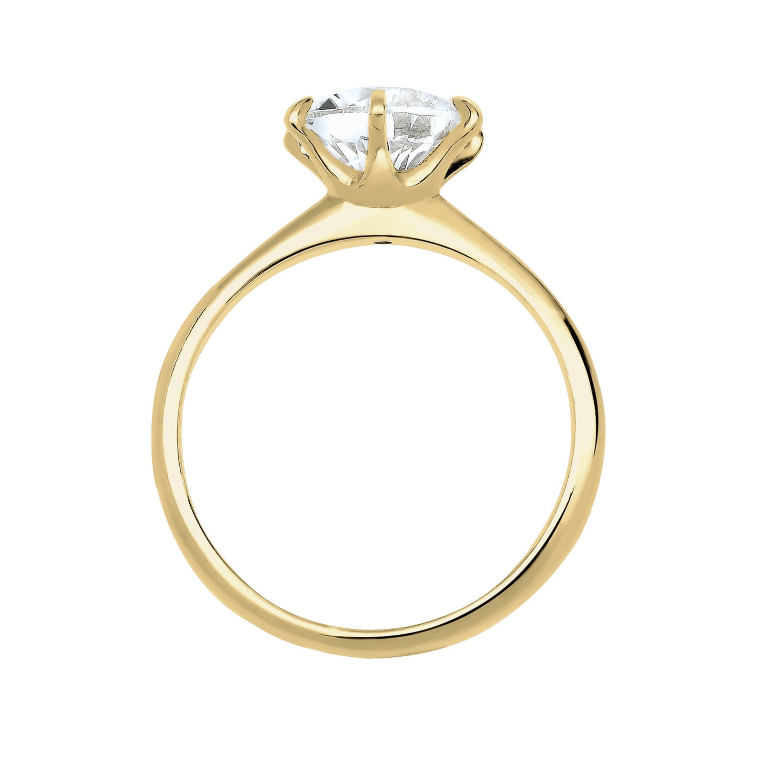 Weiß - Elli PREMIUM | Solitär-Ring | Zirkonia ( Weiß ) | 375 Gelbgold