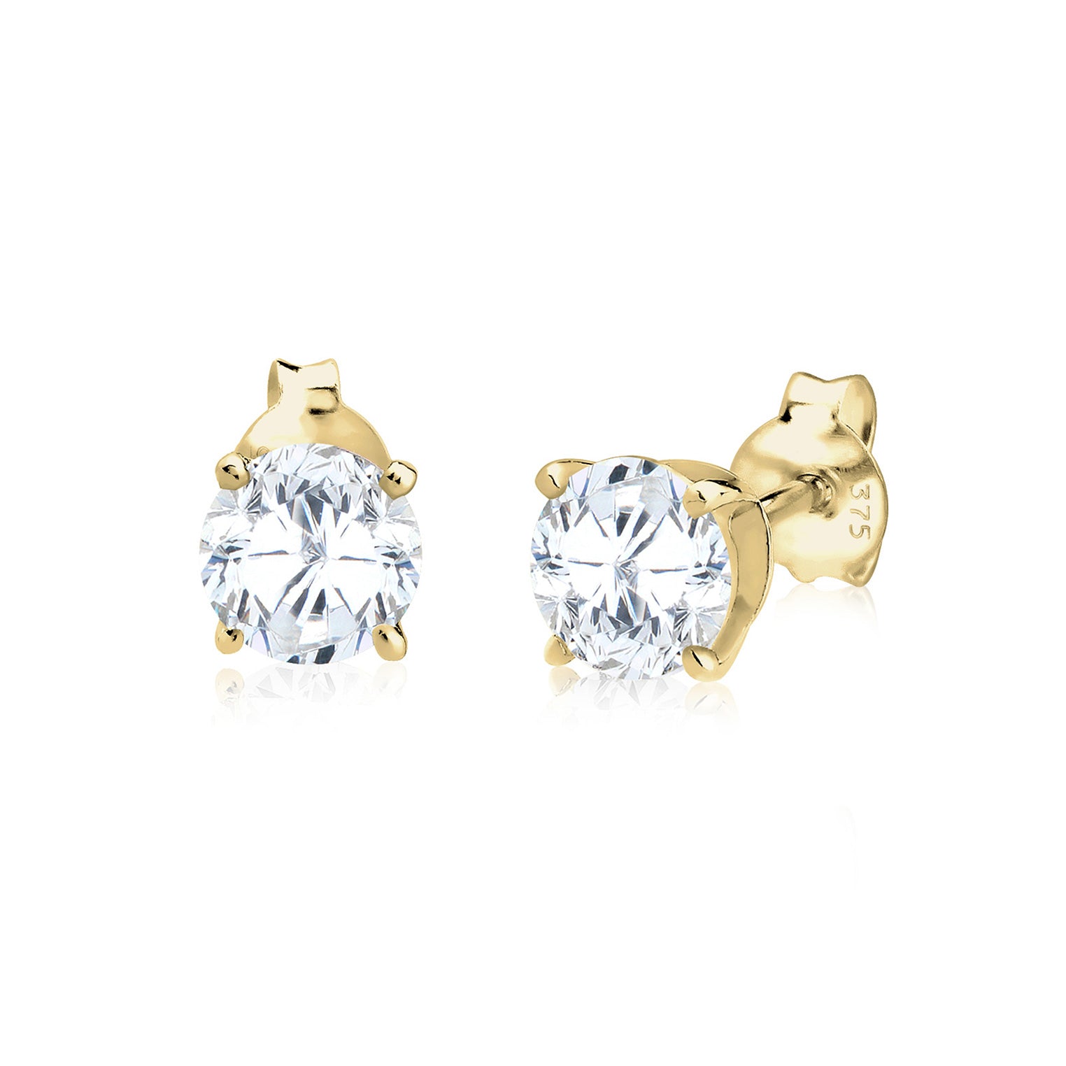Weiß - Elli PREMIUM | Ohrstecker | Zirkonia ( Weiß ) | 375 Gelbgold