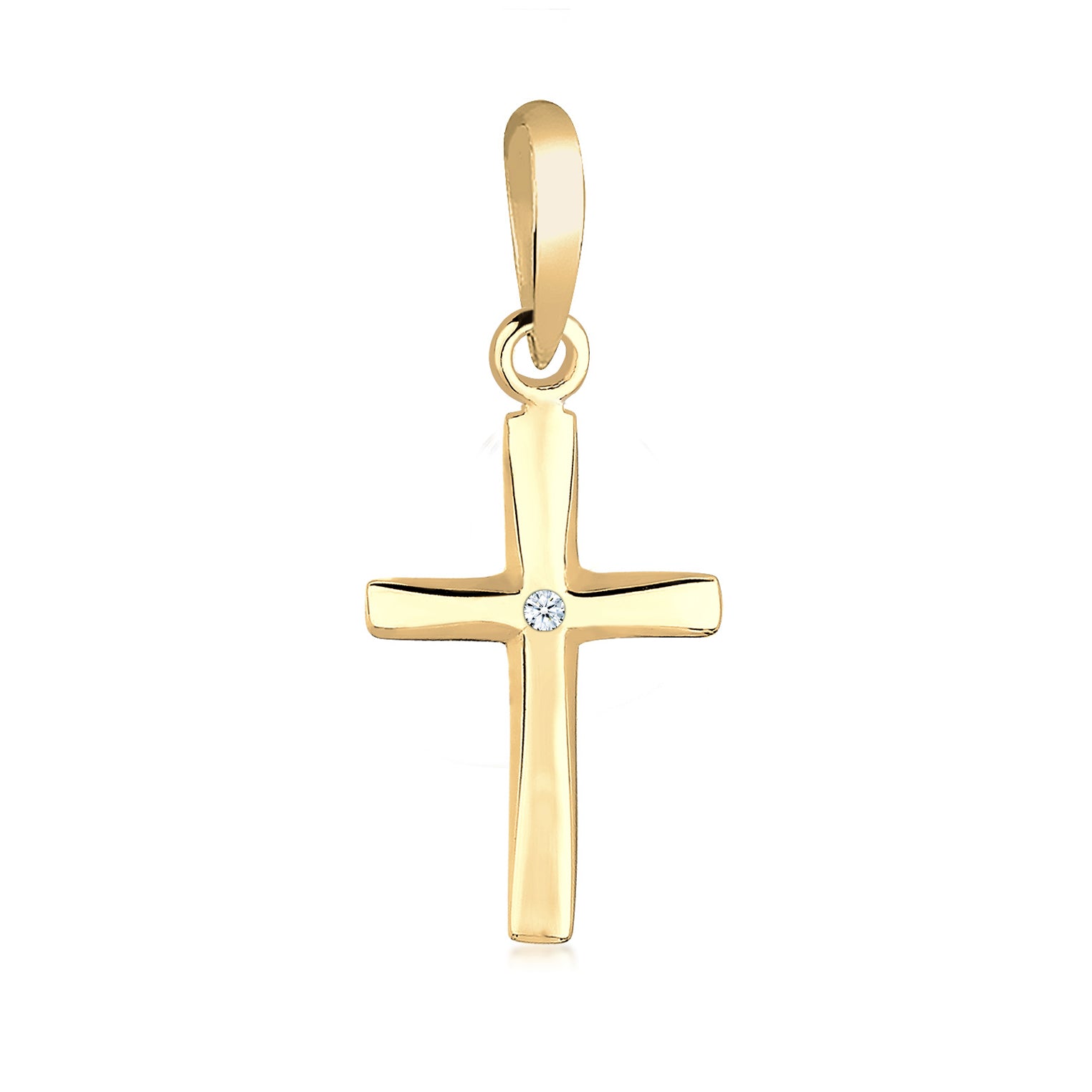 Gold - Elli DIAMONDS | Anhänger Kreuz | Diamant ( Weiß, 0,005 ct ) | 585 Gelbgold