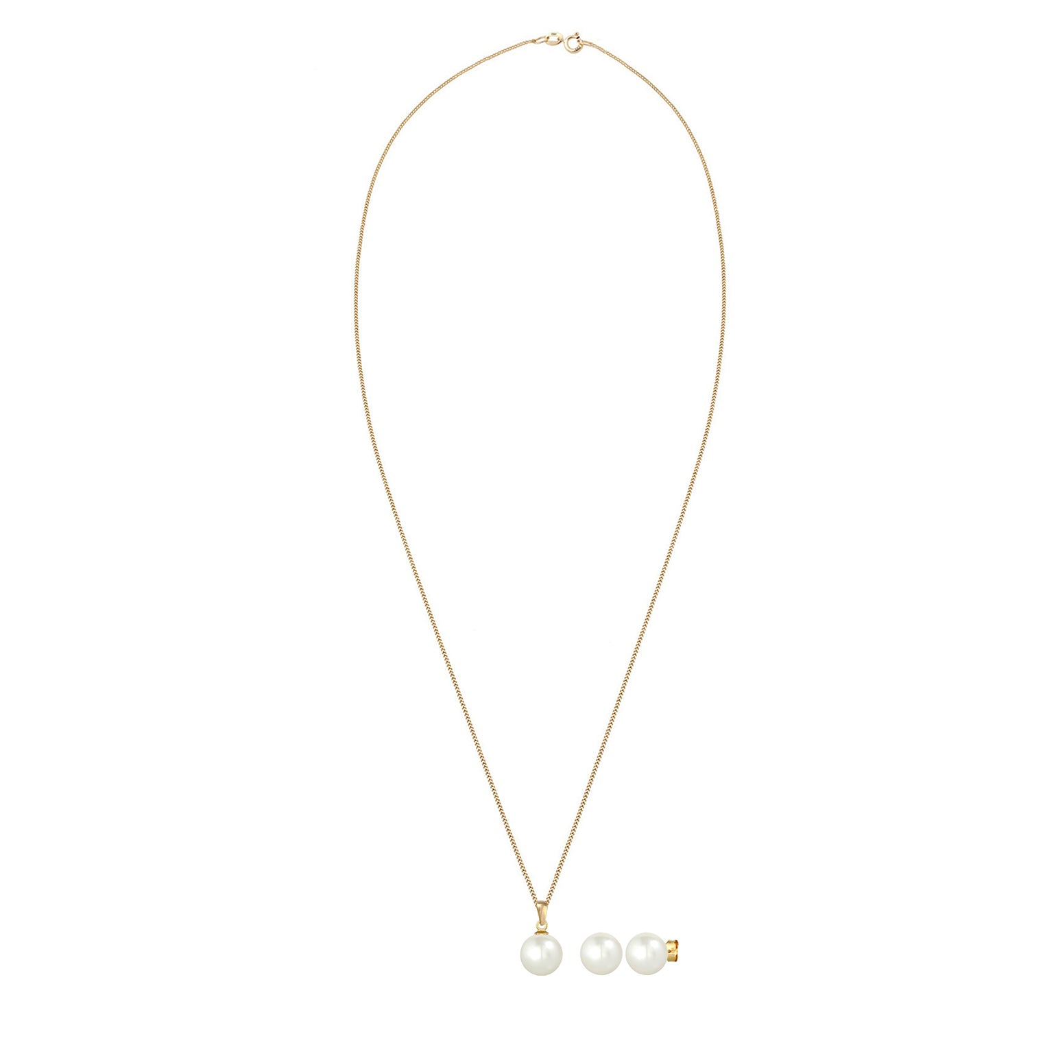 Weiß - Elli PREMIUM | Schmuckset  | Perle | 585 Gelbgold