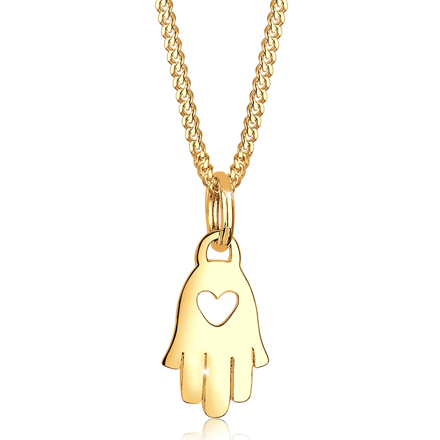 Gold - Elli PREMIUM | Halskette Hamsa Hand | 585 Gelbgold