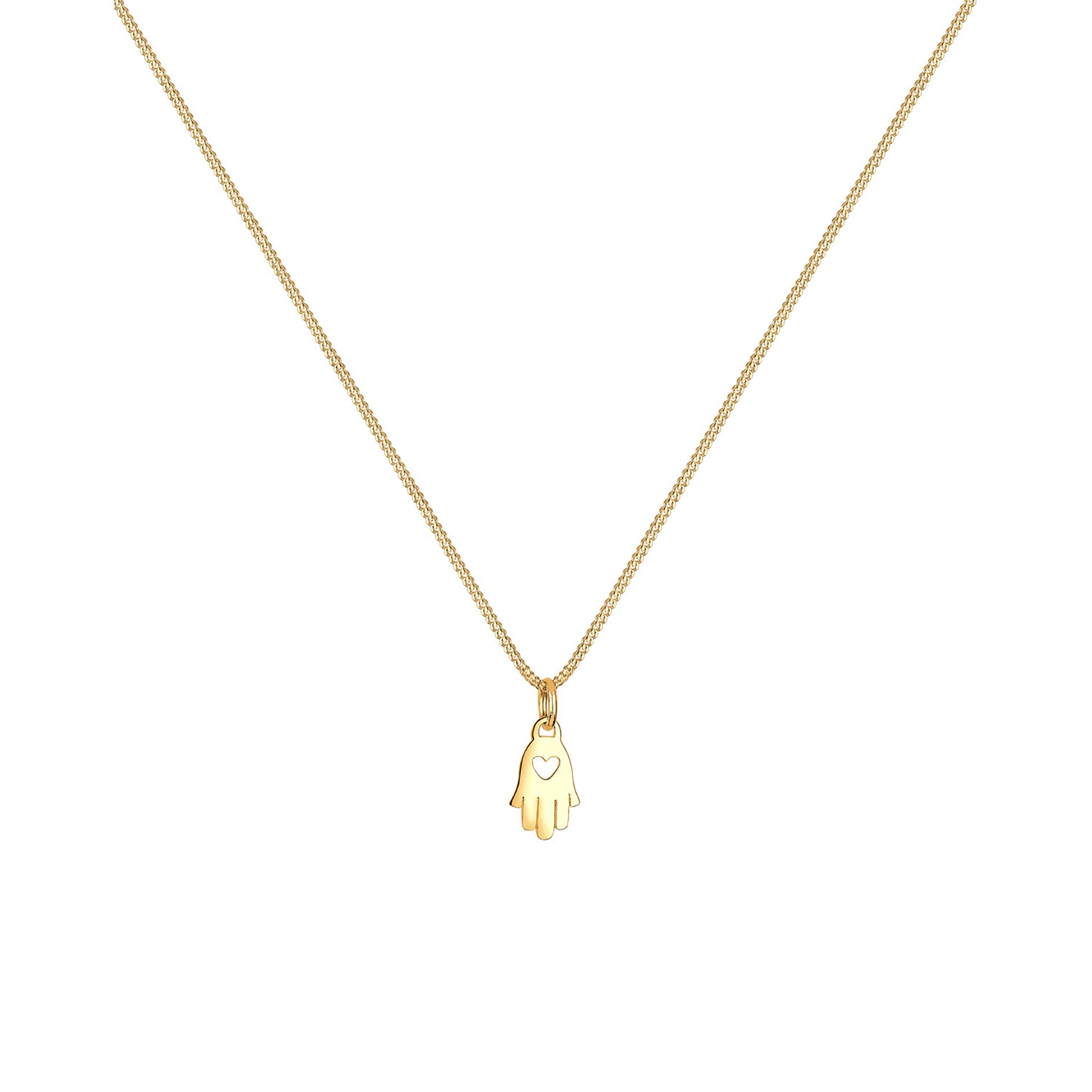 Gold - Elli PREMIUM | Halskette Hamsa Hand | 585 Gelbgold